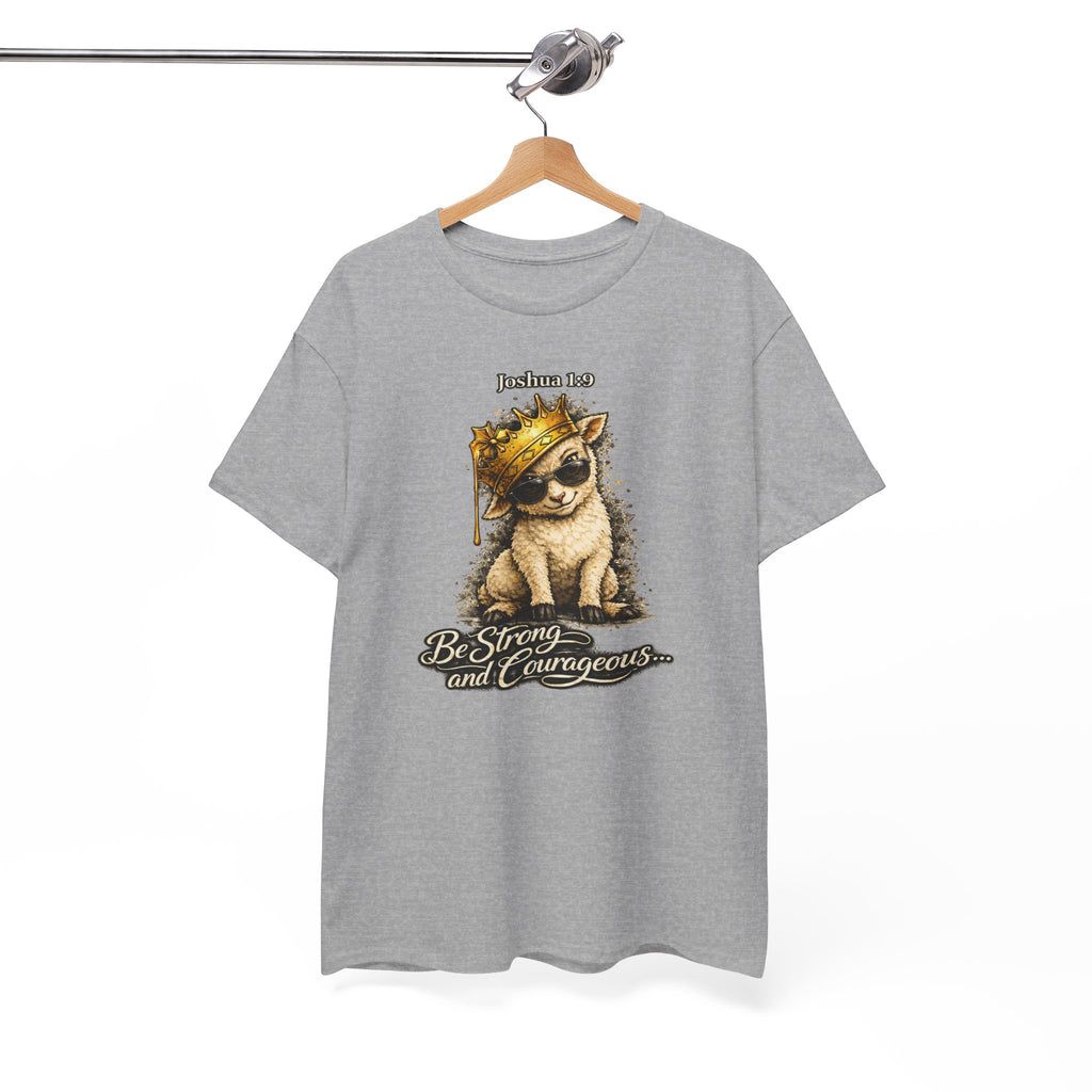 Joshua 1:9 Lion and Lamb Tee — "Be Strong and Courageous / God Is With You" Inspirational Graphic T-Shirt