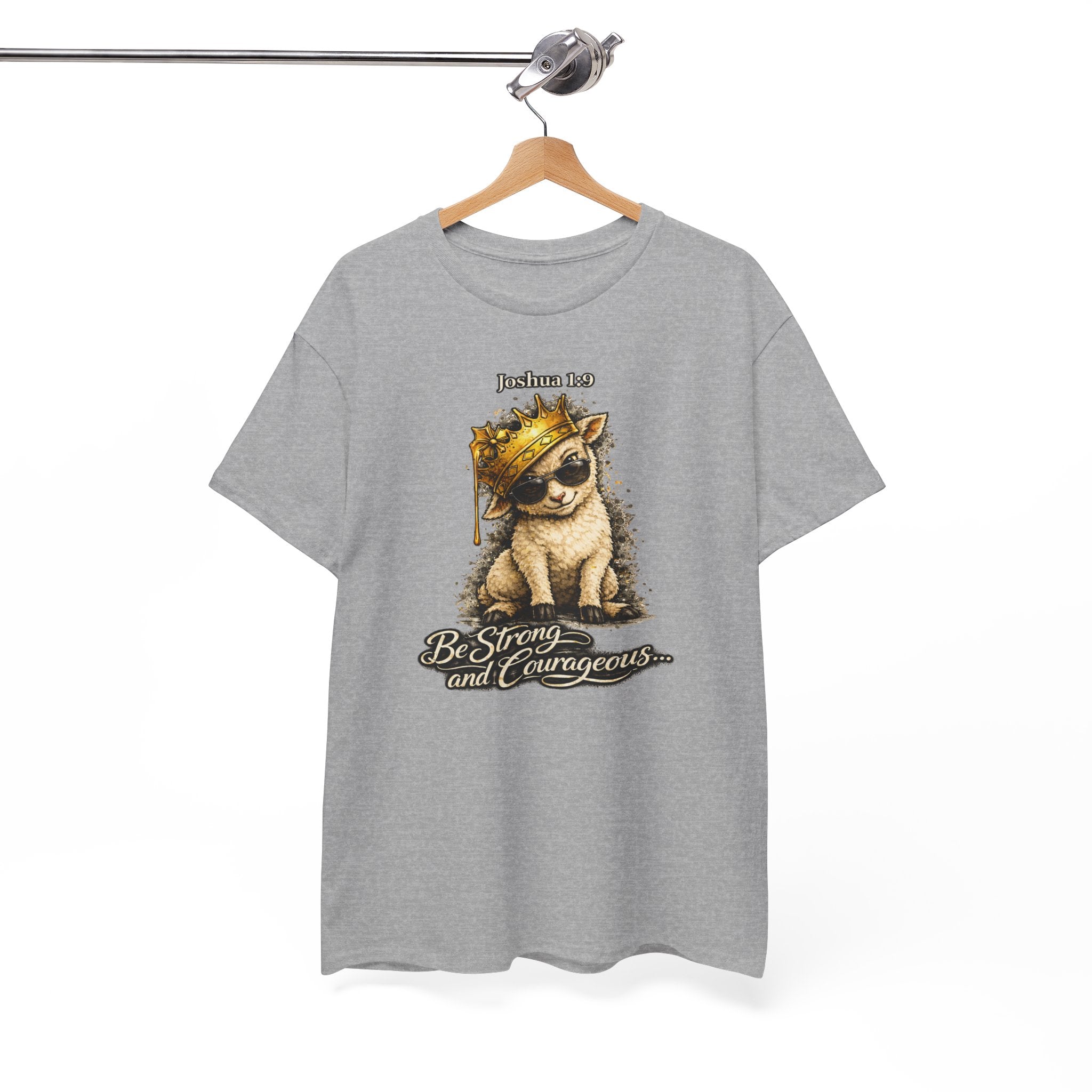 Joshua 1:9 Lion and Lamb Tee — "Be Strong and Courageous / God Is With You" Inspirational Graphic T-Shirt