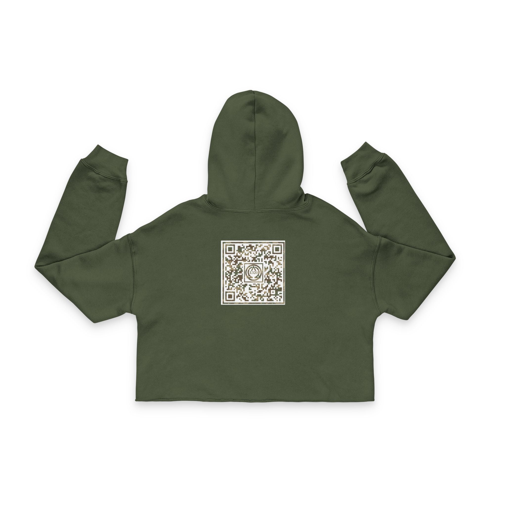 Women's Gym Workout 3/4 Hoodie Digital Camo Crown of Thorns Wreath | Olive Green
