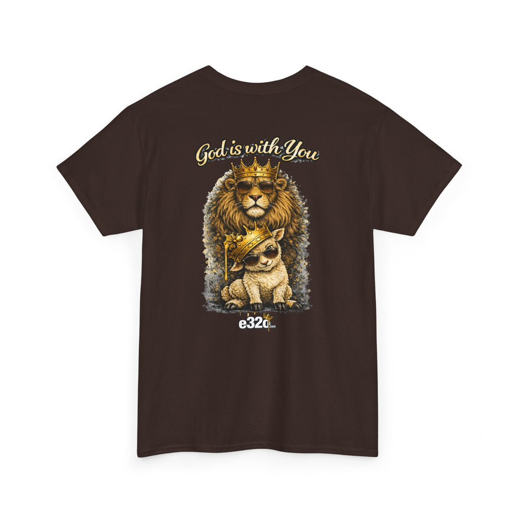 Joshua 1:9 Lion and Lamb Tee — "Be Strong and Courageous / God Is With You" Inspirational Graphic T-Shirt