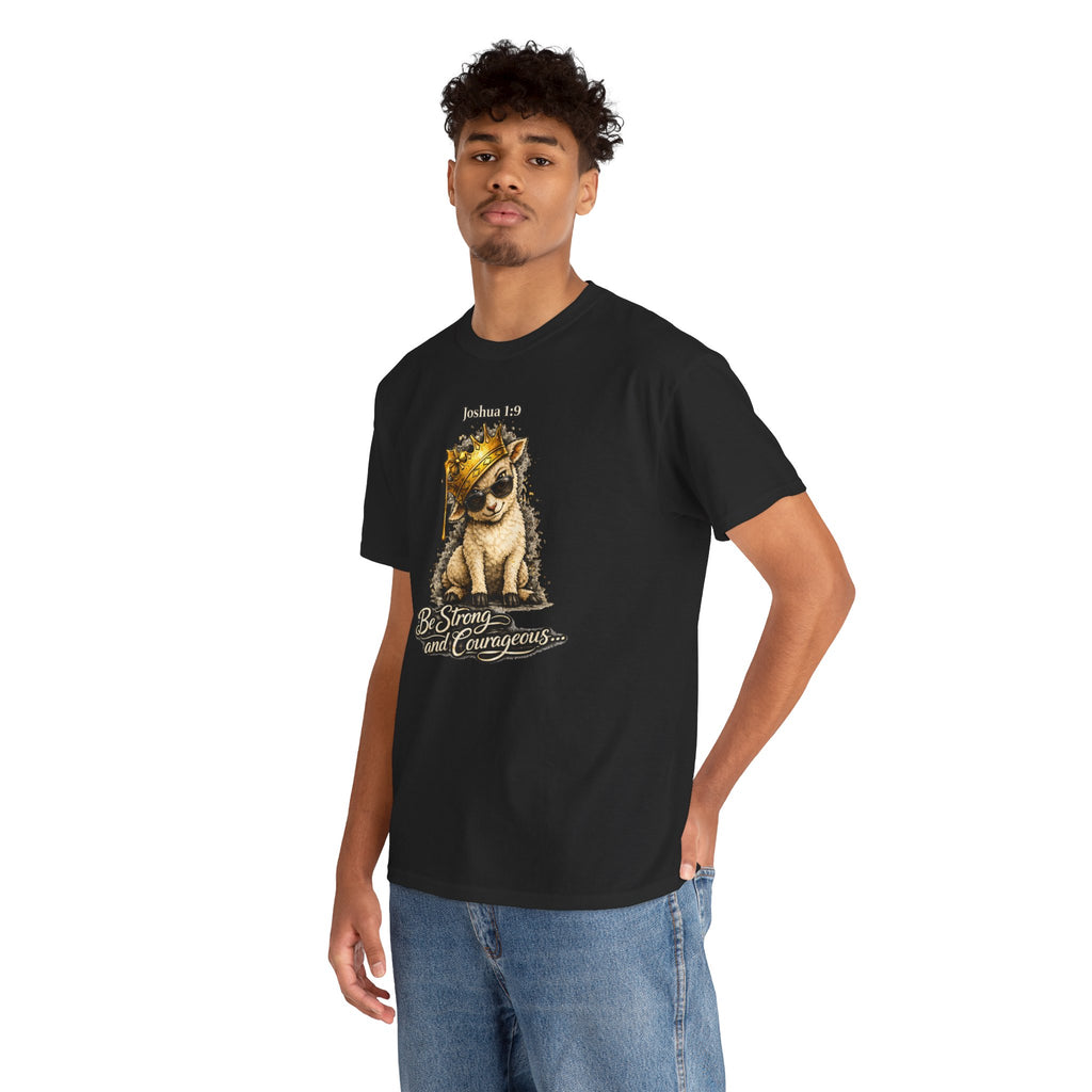 Joshua 1:9 Lion and Lamb Tee — "Be Strong and Courageous / God Is With You" Inspirational Graphic T-Shirt