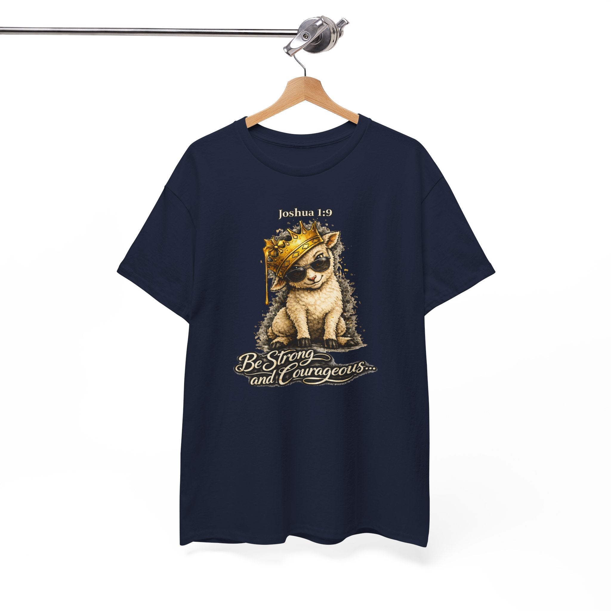 Joshua 1:9 Lion and Lamb Tee — "Be Strong and Courageous / God Is With You" Inspirational Graphic T-Shirt