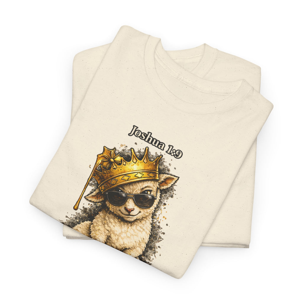 Joshua 1:9 Lion and Lamb Tee — "Be Strong and Courageous / God Is With You" Inspirational Graphic T-Shirt