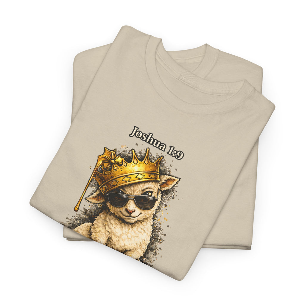Joshua 1:9 Lion and Lamb Tee — "Be Strong and Courageous / God Is With You" Inspirational Graphic T-Shirt