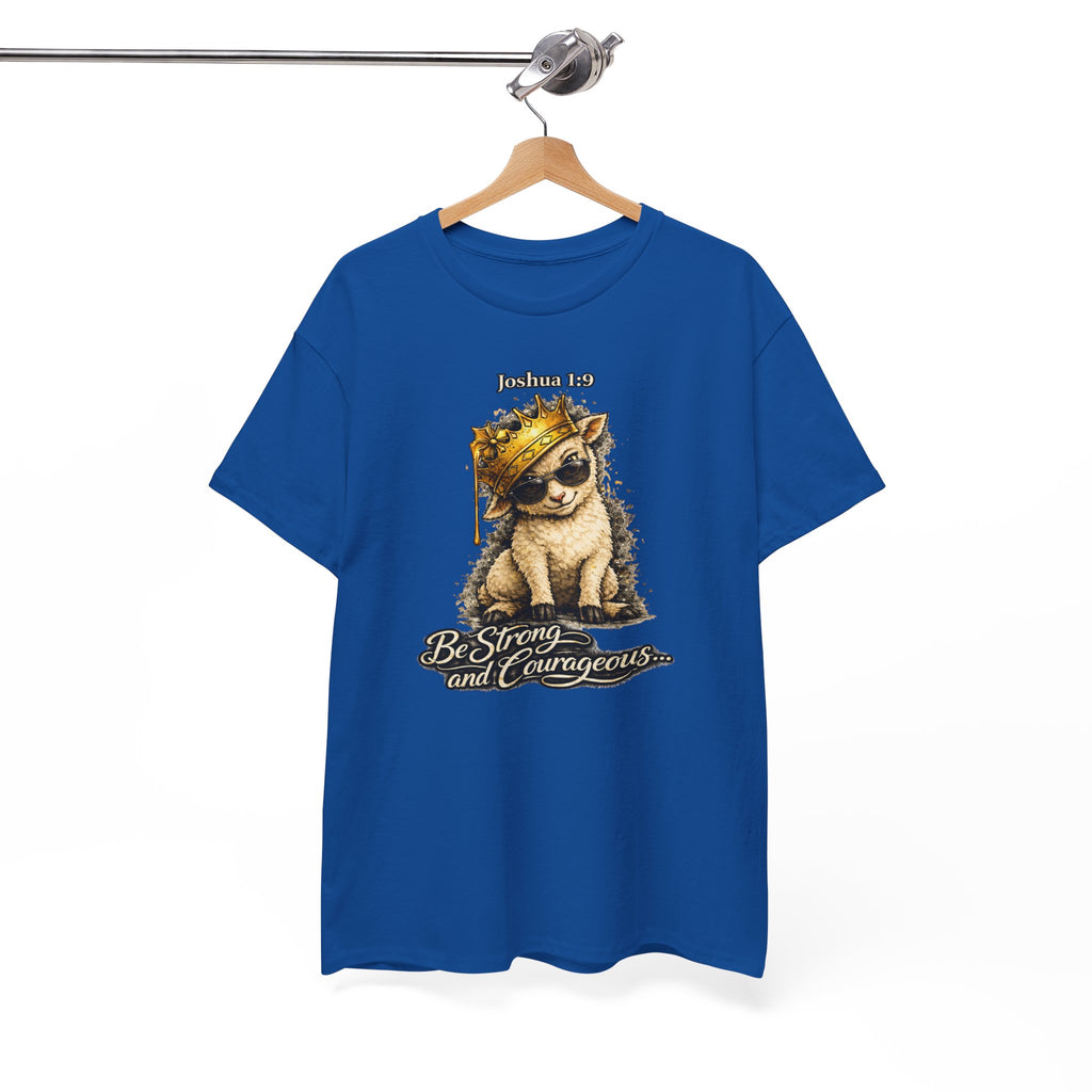 Joshua 1:9 Lion and Lamb Tee — "Be Strong and Courageous / God Is With You" Inspirational Graphic T-Shirt