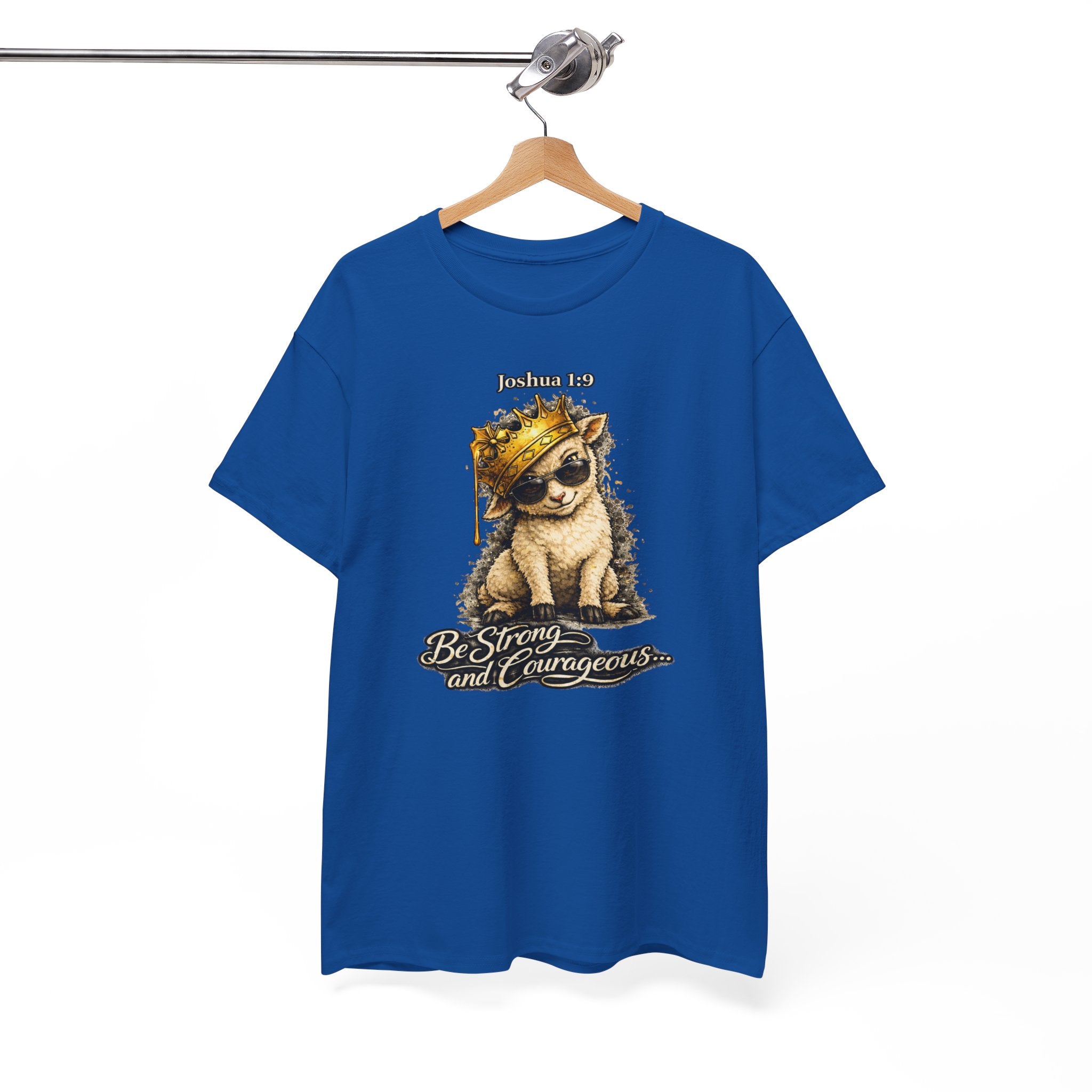 Joshua 1:9 Lion and Lamb Tee — "Be Strong and Courageous / God Is With You" Inspirational Graphic T-Shirt