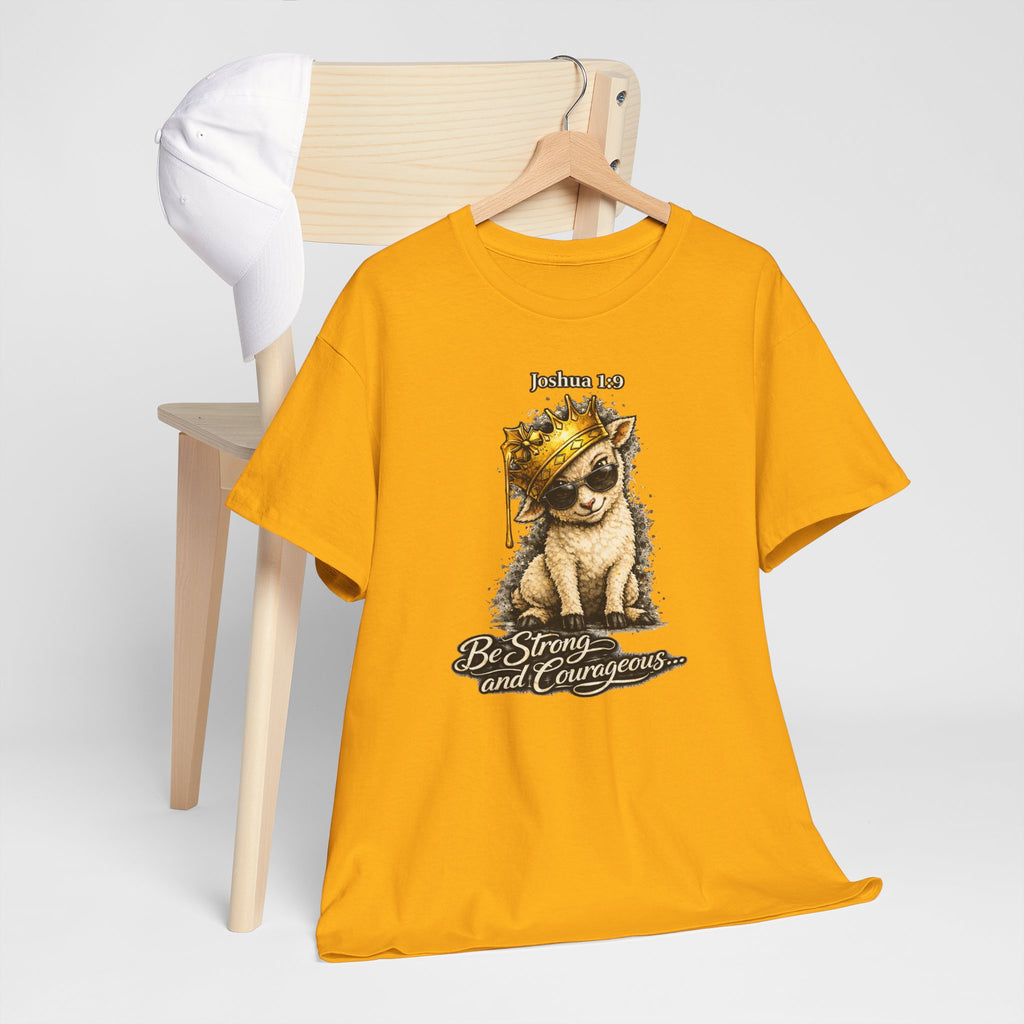 Joshua 1:9 Lion and Lamb Tee — "Be Strong and Courageous / God Is With You" Inspirational Graphic T-Shirt