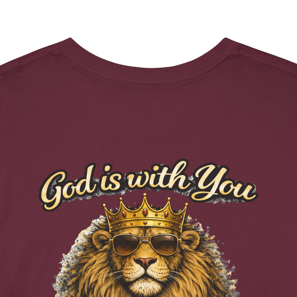 Joshua 1:9 Lion and Lamb Tee — "Be Strong and Courageous / God Is With You" Inspirational Graphic T-Shirt