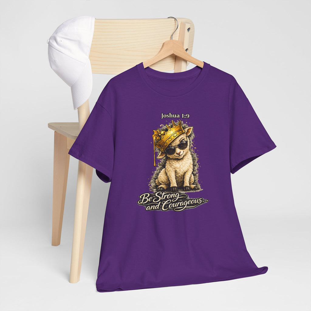 Joshua 1:9 Lion and Lamb Tee — "Be Strong and Courageous / God Is With You" Inspirational Graphic T-Shirt