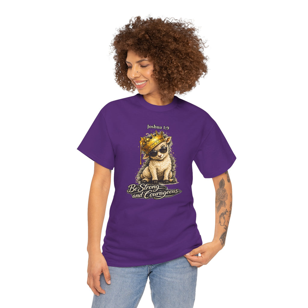 Joshua 1:9 Lion and Lamb Tee — "Be Strong and Courageous / God Is With You" Inspirational Graphic T-Shirt