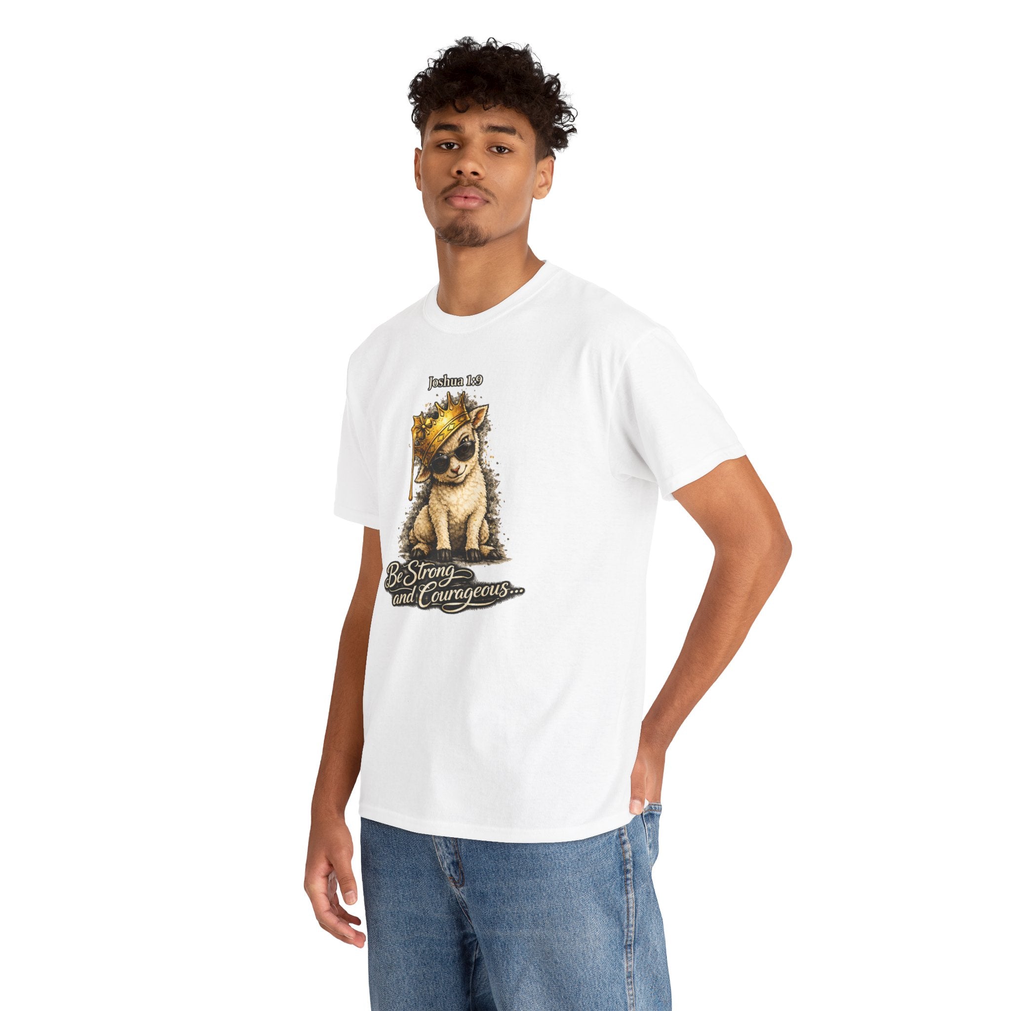 Joshua 1:9 Lion and Lamb Tee — "Be Strong and Courageous / God Is With You" Inspirational Graphic T-Shirt