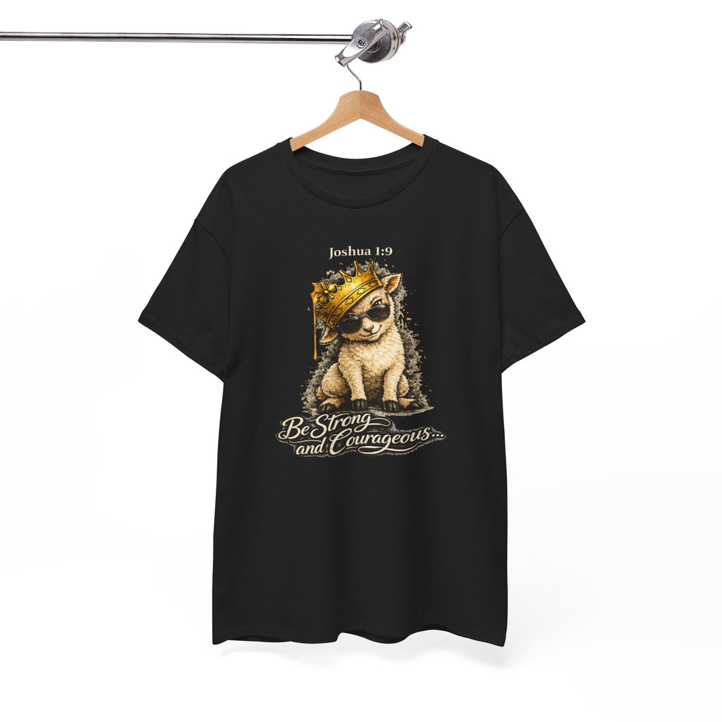 Joshua 1:9 Lion and Lamb Tee — "Be Strong and Courageous / God Is With You" Inspirational Graphic T-Shirt