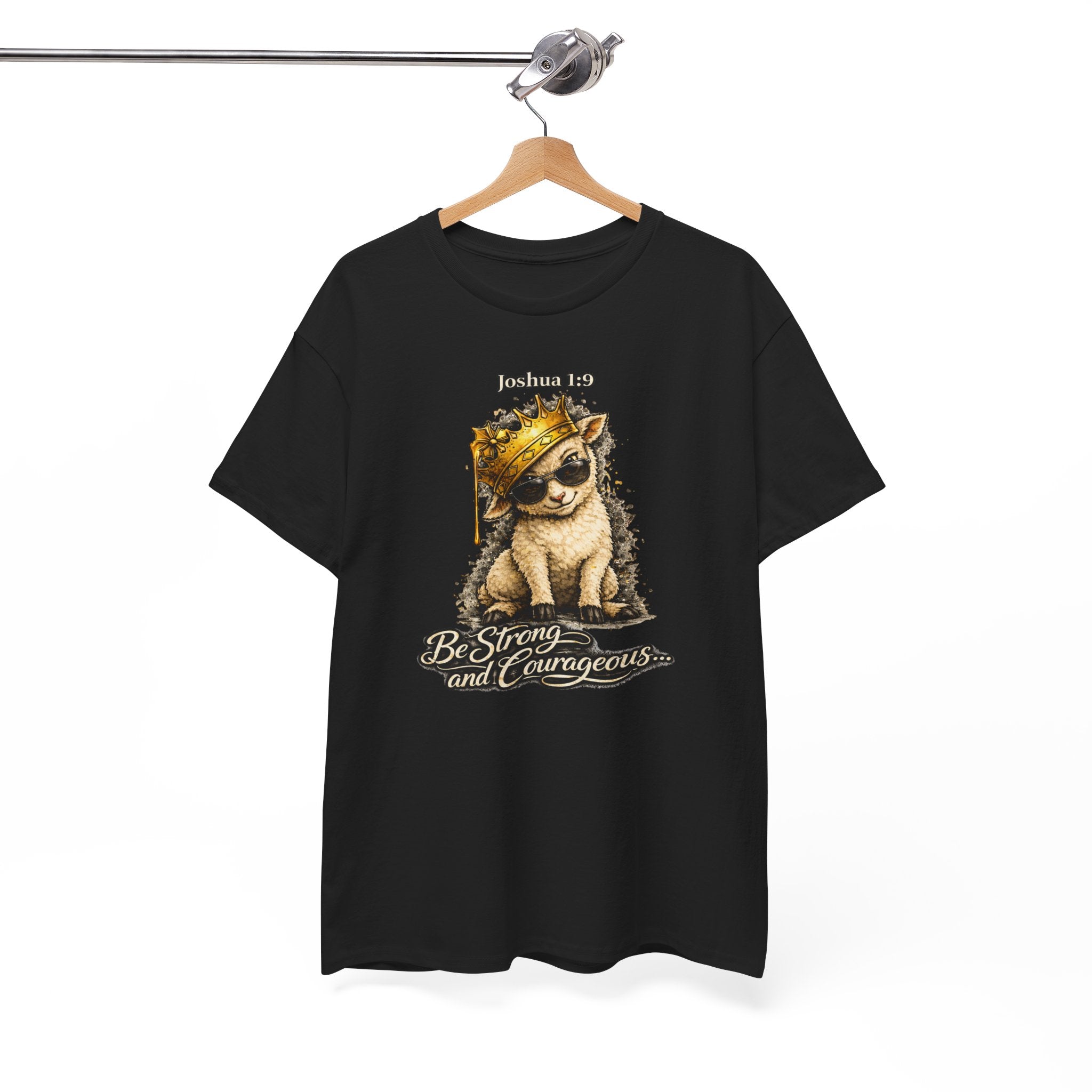 Joshua 1:9 Lion and Lamb Tee — "Be Strong and Courageous / God Is With You" Inspirational Graphic T-Shirt