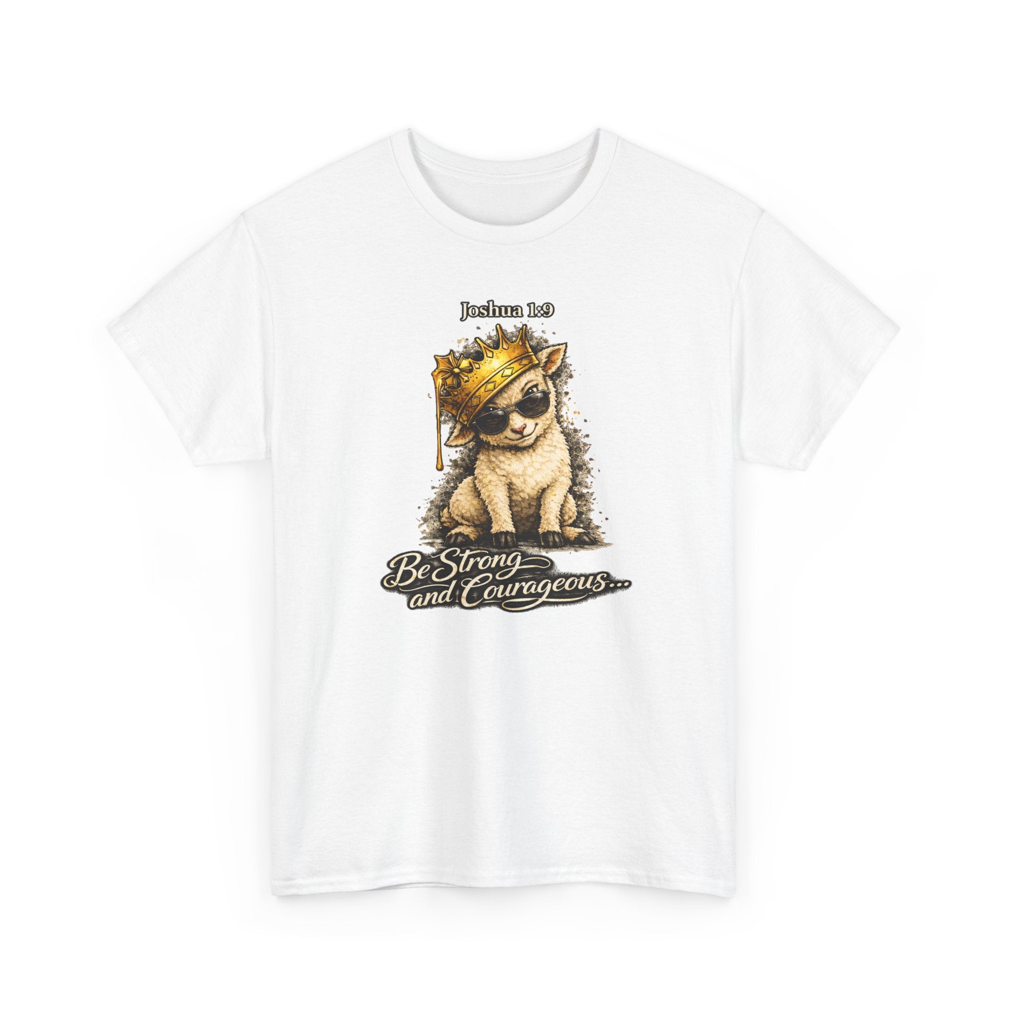 Joshua 1:9 Lion and Lamb Tee — "Be Strong and Courageous / God Is With You" Inspirational Graphic T-Shirt