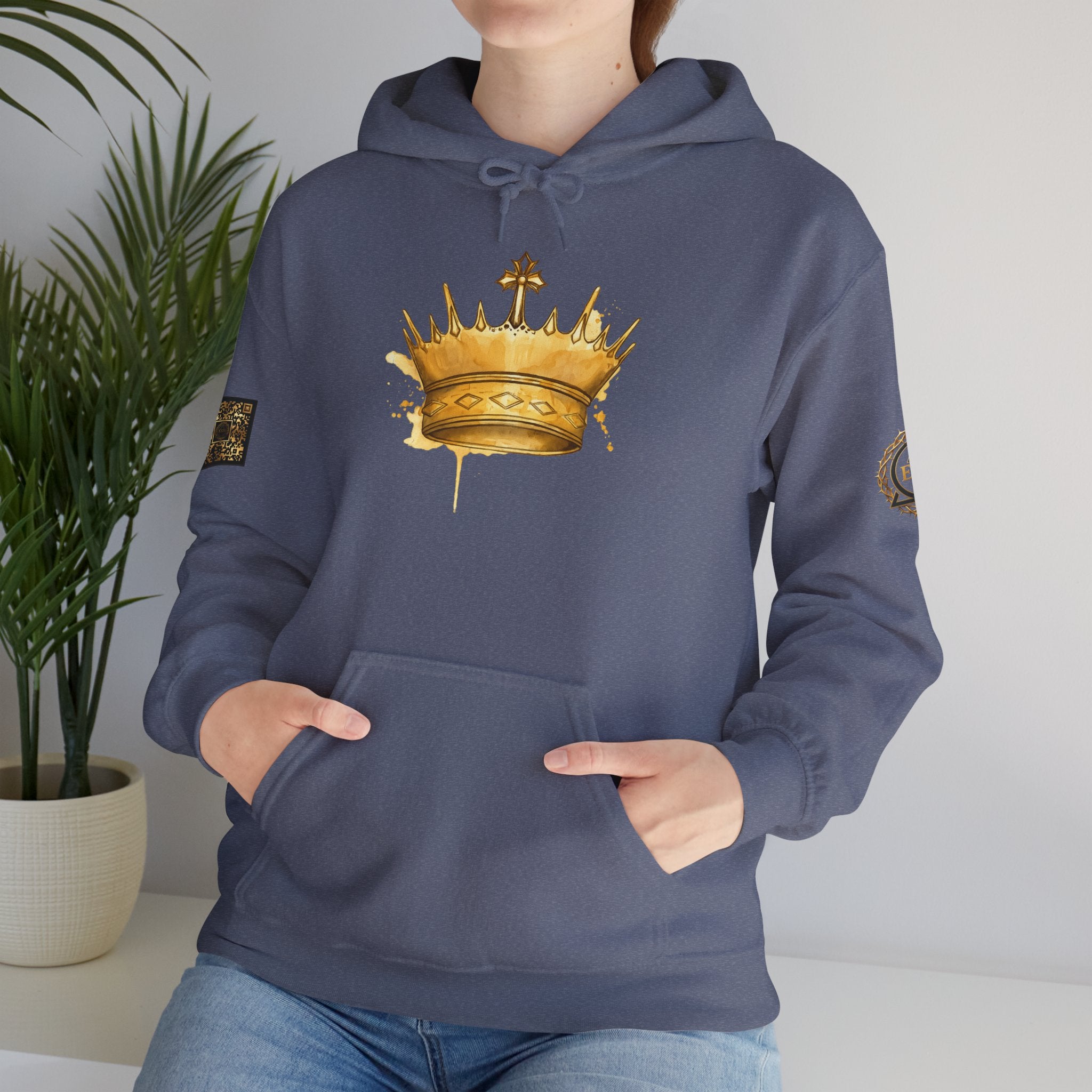 Gold Crown Hoodie — Regal Graphic Pullover for King/Queen Vibe