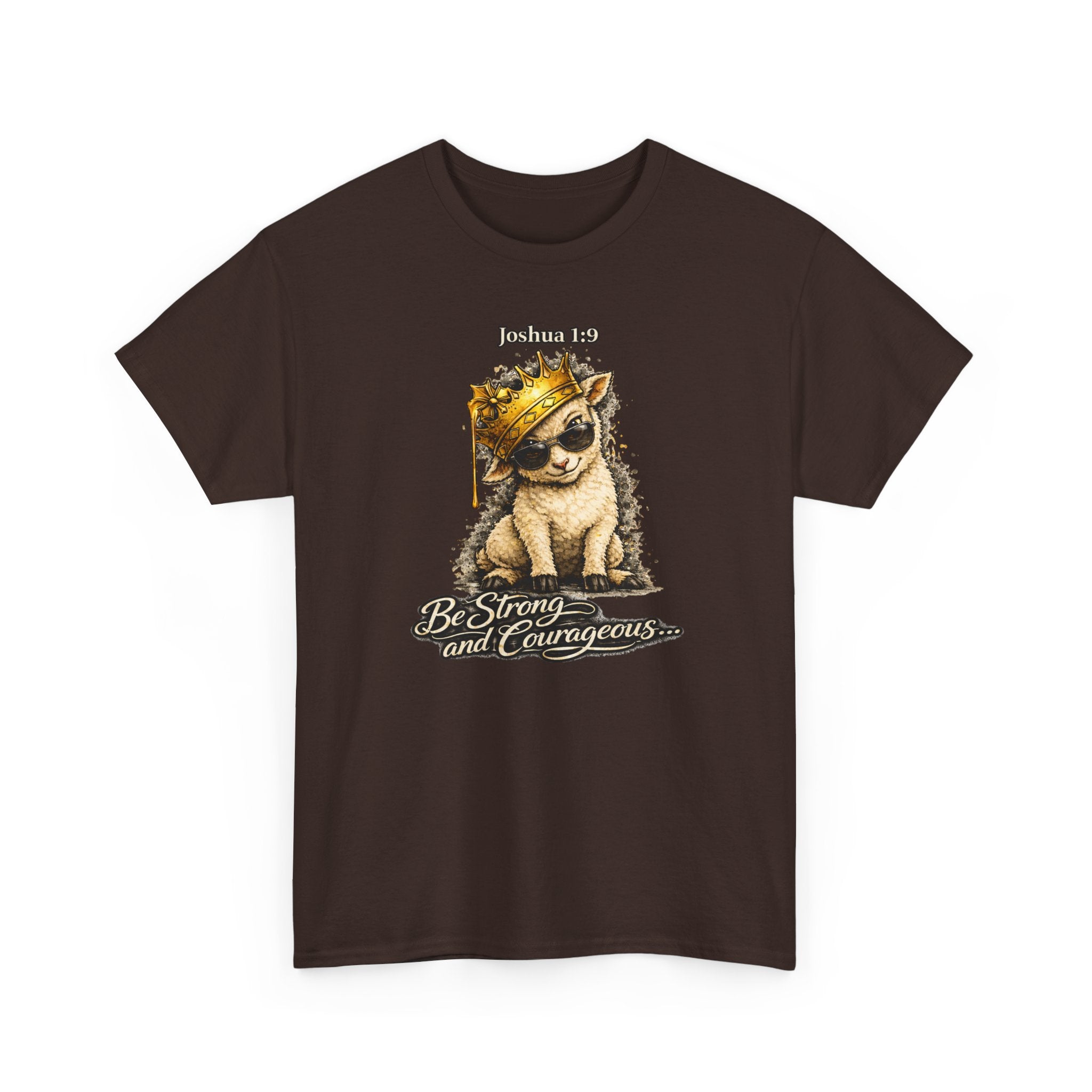Joshua 1:9 Lion and Lamb Tee — "Be Strong and Courageous / God Is With You" Inspirational Graphic T-Shirt