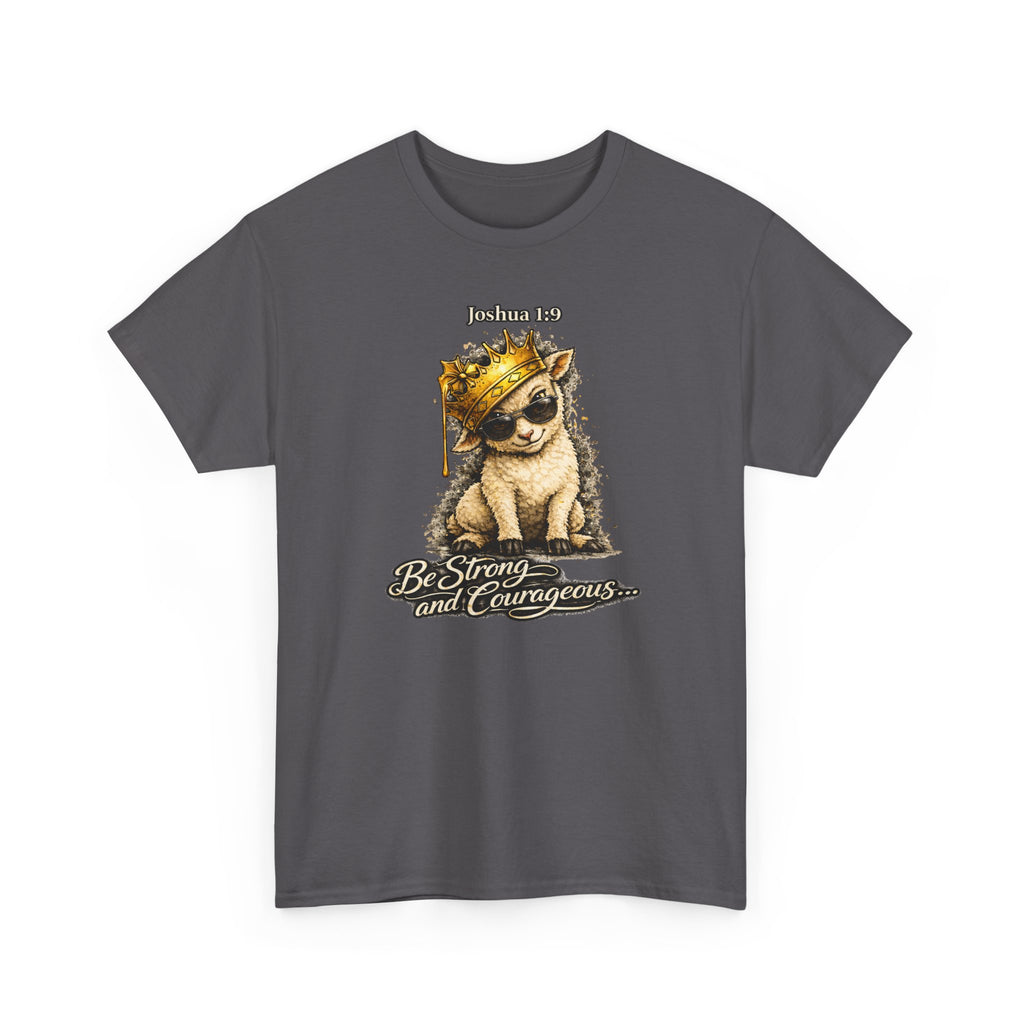 Joshua 1:9 Lion and Lamb Tee — "Be Strong and Courageous / God Is With You" Inspirational Graphic T-Shirt