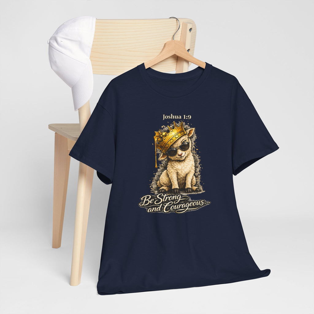 Joshua 1:9 Lion and Lamb Tee — "Be Strong and Courageous / God Is With You" Inspirational Graphic T-Shirt