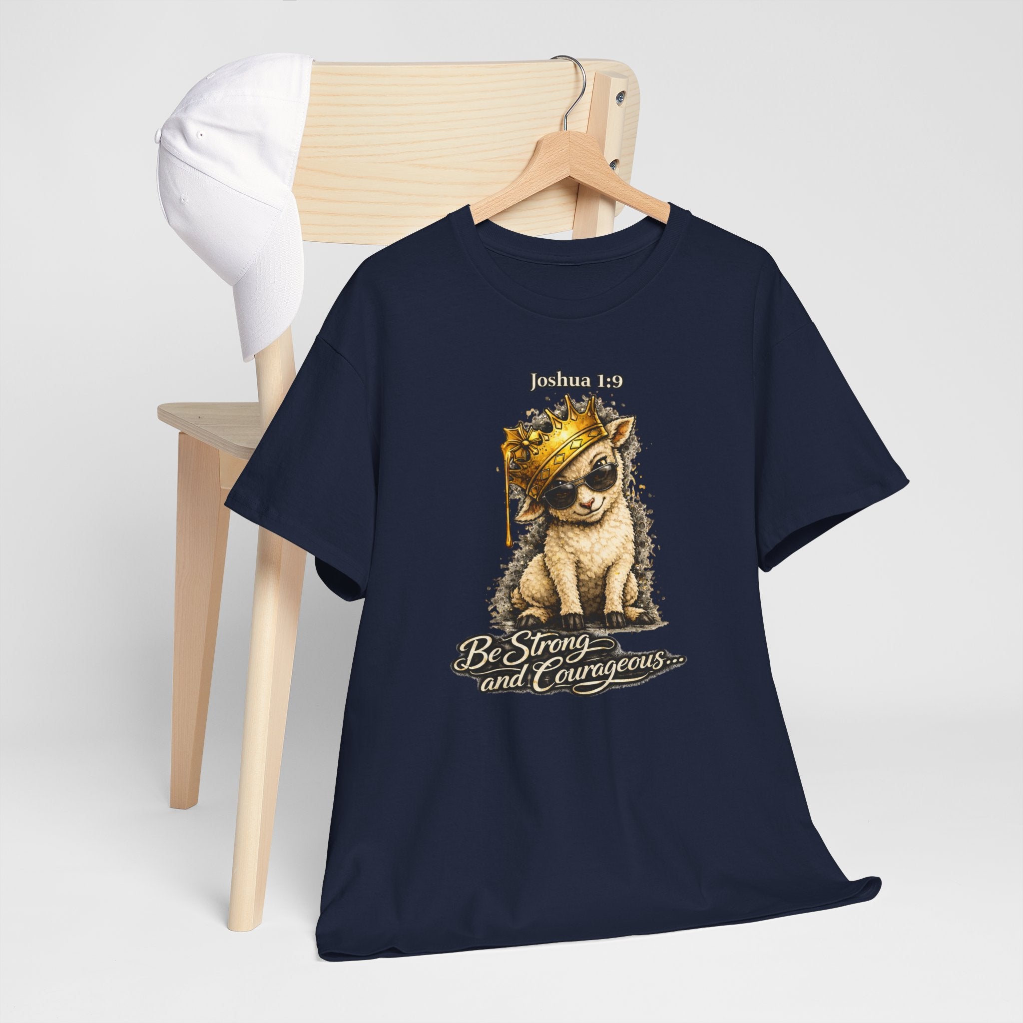 Joshua 1:9 Lion and Lamb Tee — "Be Strong and Courageous / God Is With You" Inspirational Graphic T-Shirt