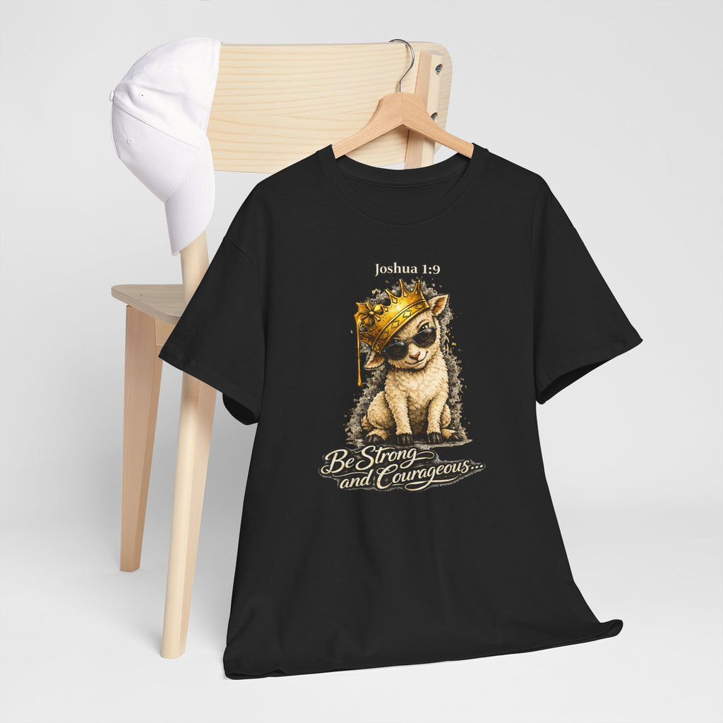 Joshua 1:9 Lion and Lamb Tee — "Be Strong and Courageous / God Is With You" Inspirational Graphic T-Shirt