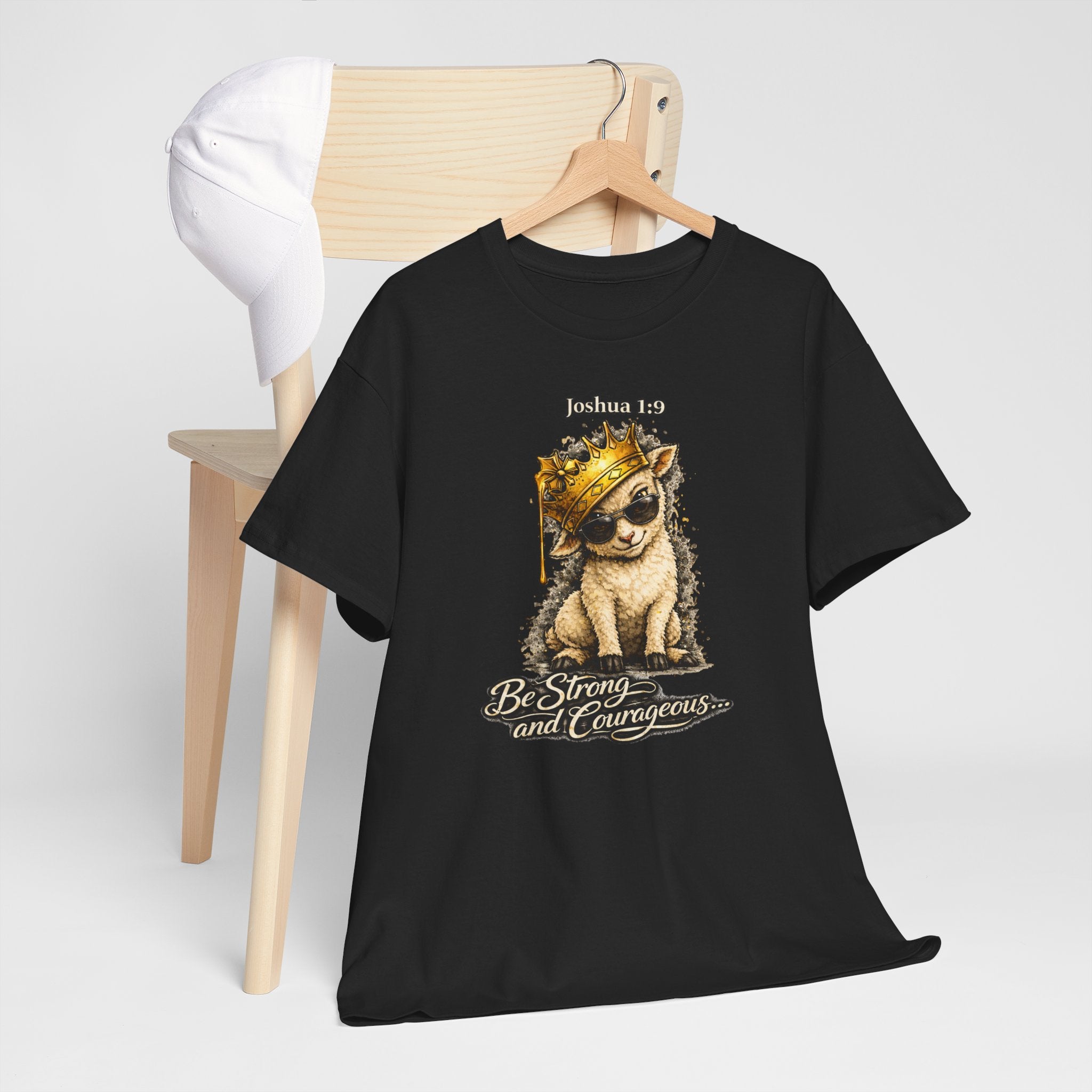 Joshua 1:9 Lion and Lamb Tee — "Be Strong and Courageous / God Is With You" Inspirational Graphic T-Shirt