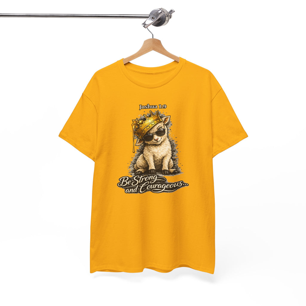 Joshua 1:9 Lion and Lamb Tee — "Be Strong and Courageous / God Is With You" Inspirational Graphic T-Shirt