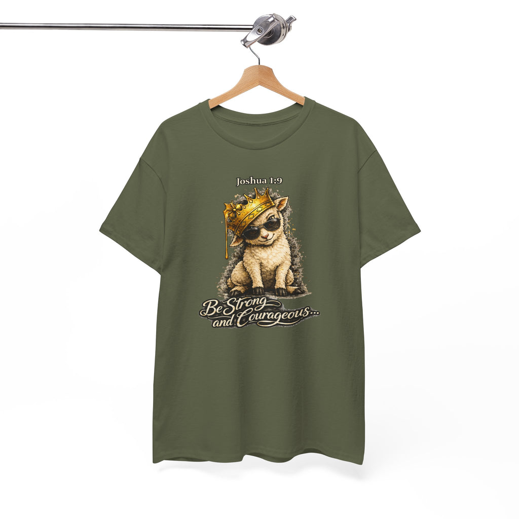 Joshua 1:9 Lion and Lamb Tee — "Be Strong and Courageous / God Is With You" Inspirational Graphic T-Shirt