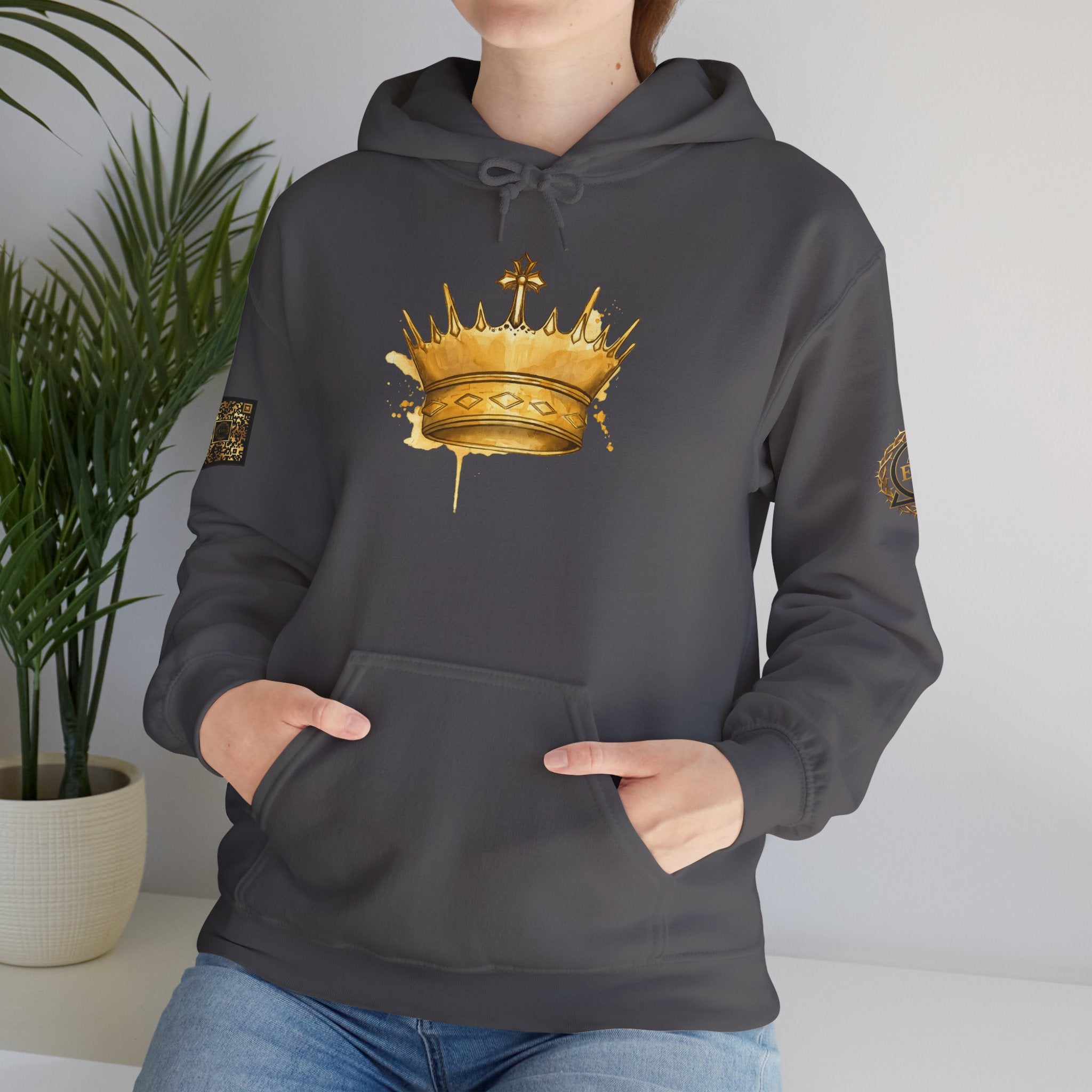 Gold Crown Hoodie — Regal Graphic Pullover for King/Queen Vibe