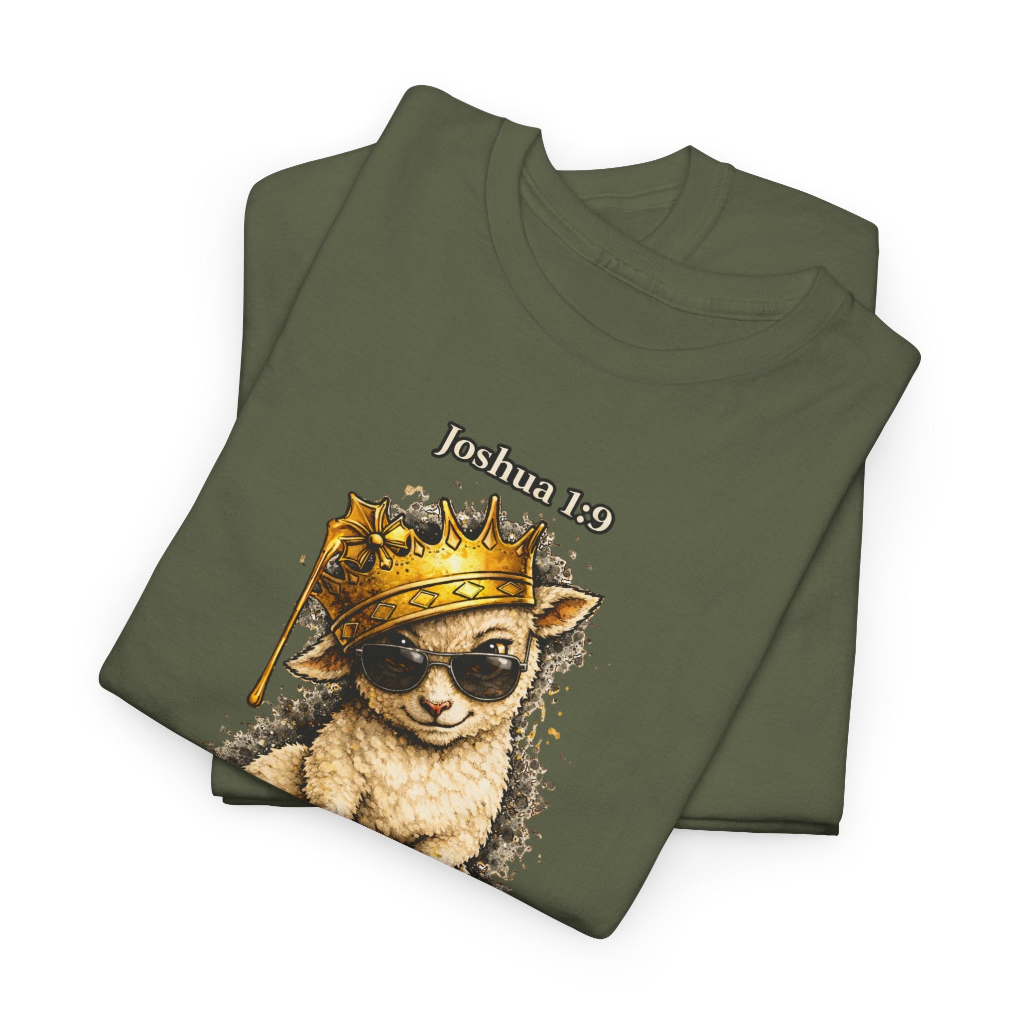 Joshua 1:9 Lion and Lamb Tee — "Be Strong and Courageous / God Is With You" Inspirational Graphic T-Shirt