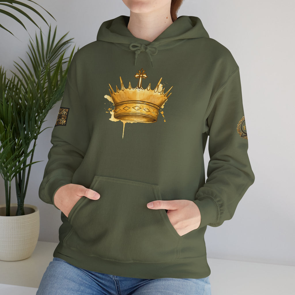 Gold Crown Hoodie — Regal Graphic Pullover for King/Queen Vibe