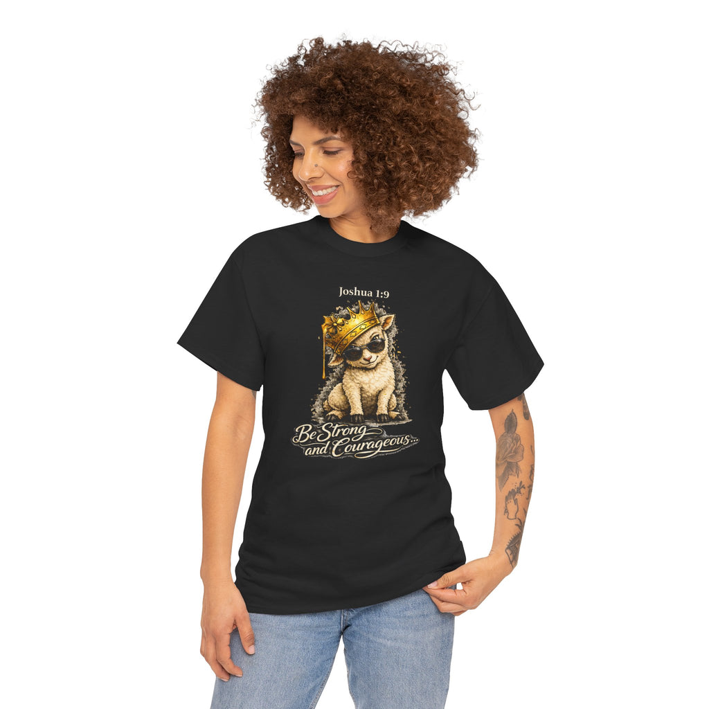 Joshua 1:9 Lion and Lamb Tee — "Be Strong and Courageous / God Is With You" Inspirational Graphic T-Shirt