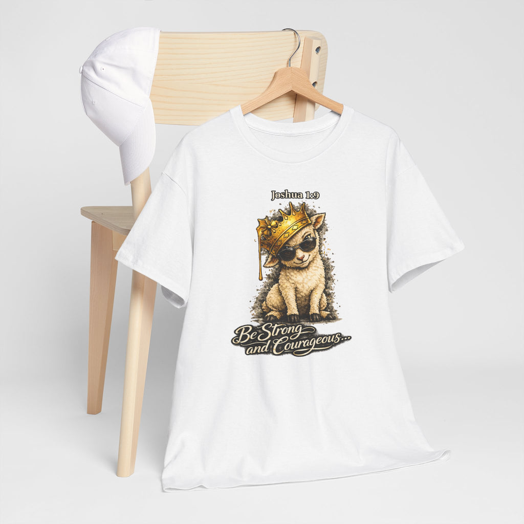 Joshua 1:9 Lion and Lamb Tee — "Be Strong and Courageous / God Is With You" Inspirational Graphic T-Shirt
