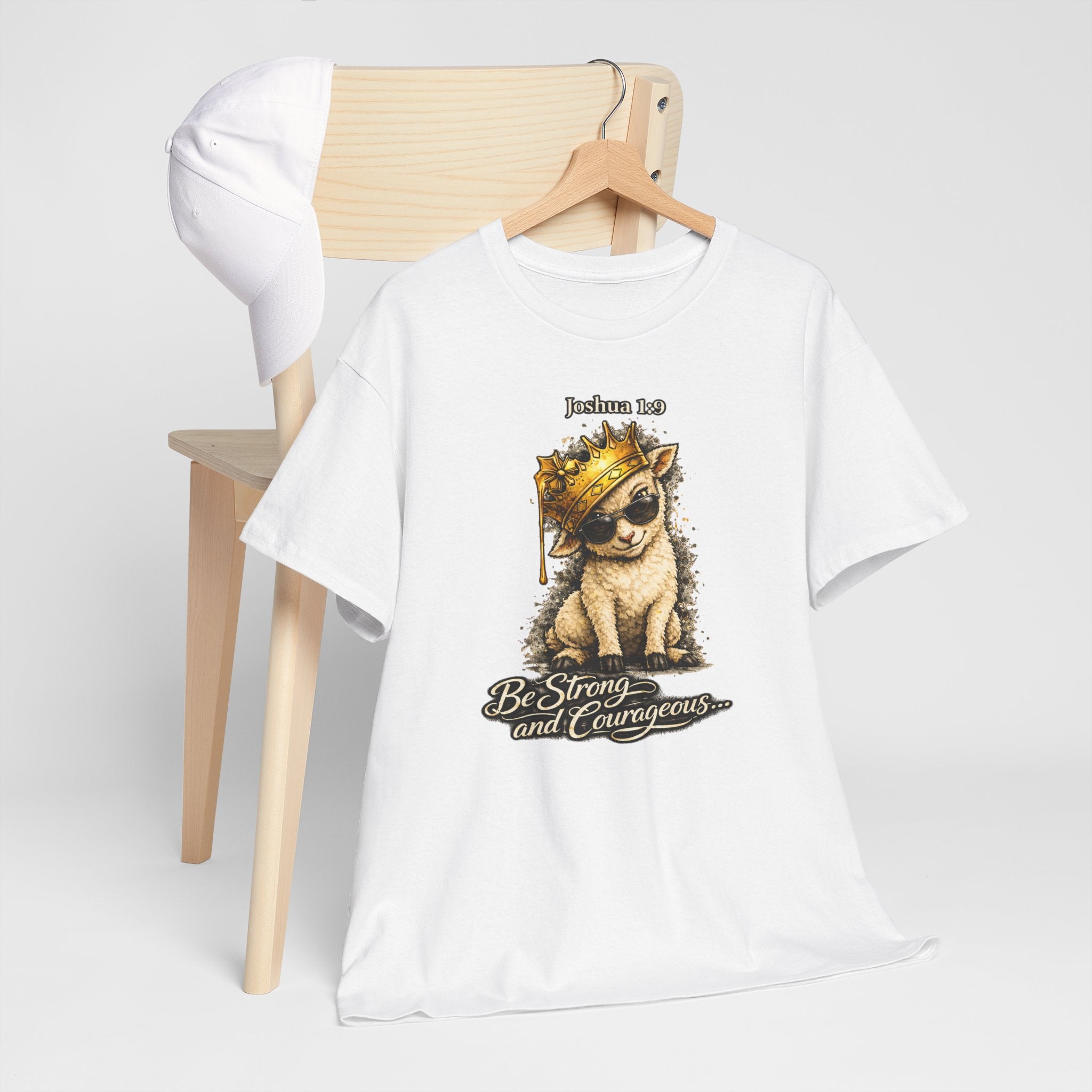 Joshua 1:9 Lion and Lamb Tee — "Be Strong and Courageous / God Is With You" Inspirational Graphic T-Shirt