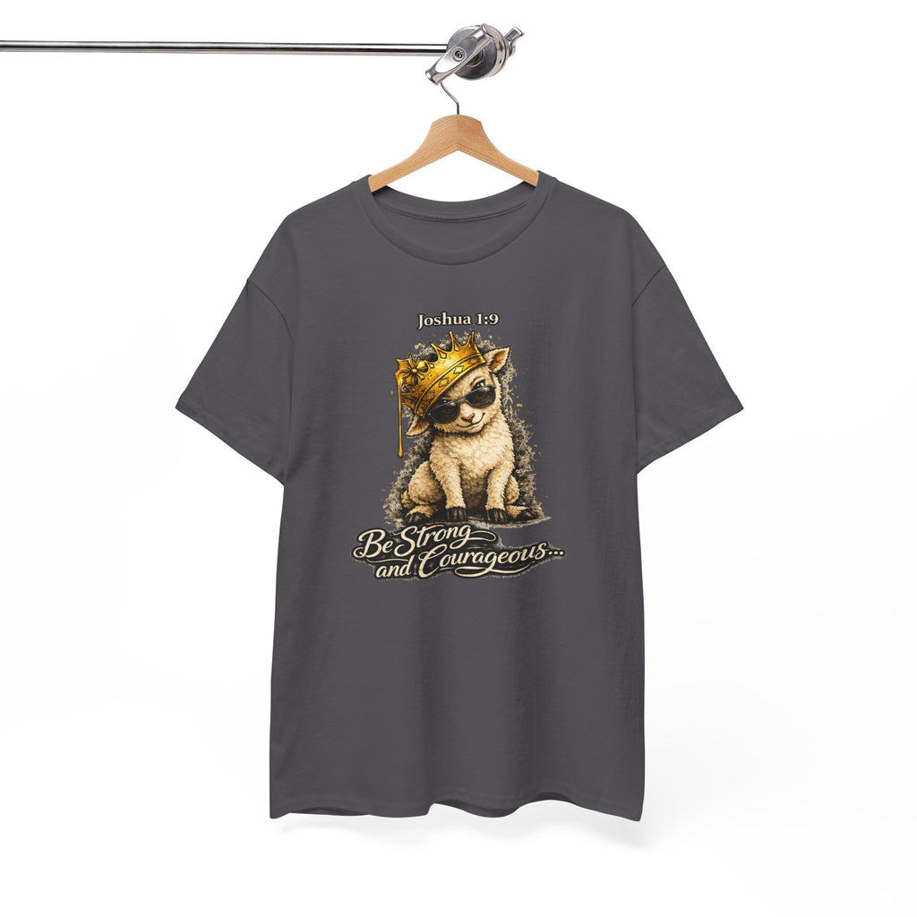 Joshua 1:9 Lion and Lamb Tee — "Be Strong and Courageous / God Is With You" Inspirational Graphic T-Shirt
