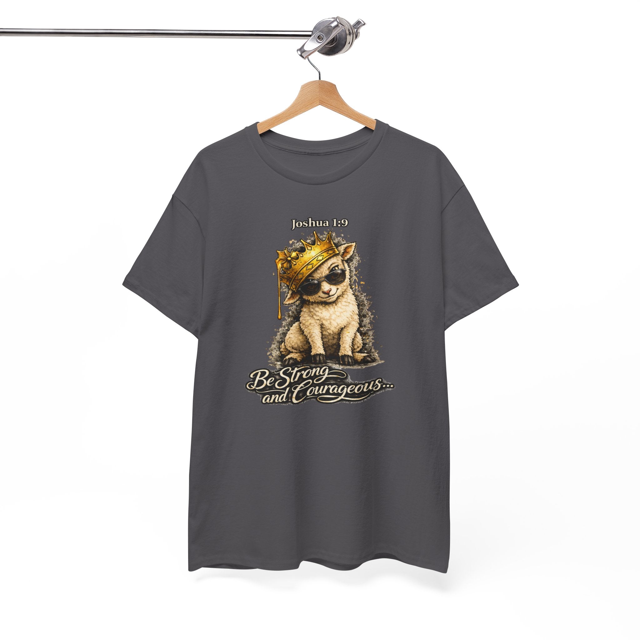 Joshua 1:9 Lion and Lamb Tee — "Be Strong and Courageous / God Is With You" Inspirational Graphic T-Shirt