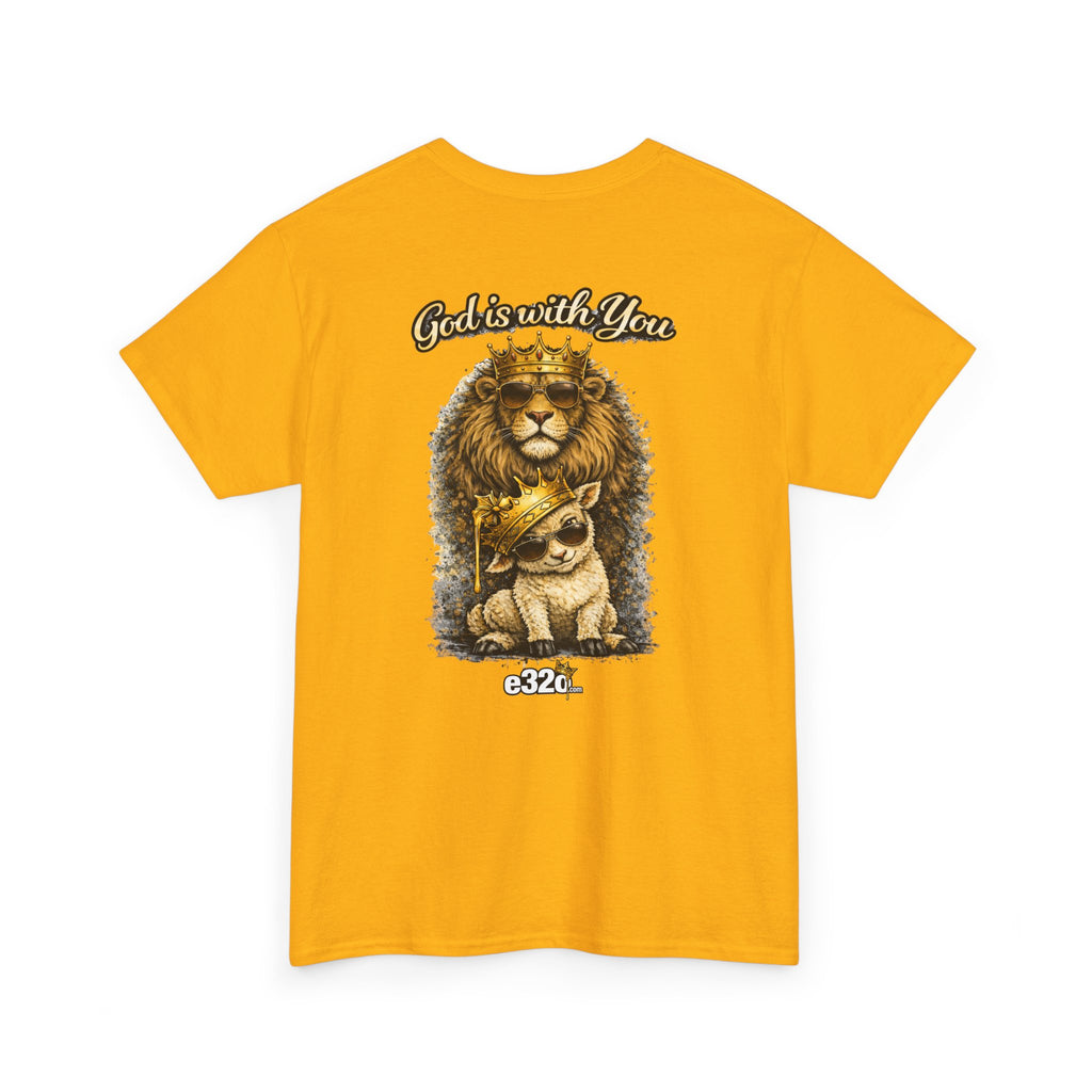 Joshua 1:9 Lion and Lamb Tee — "Be Strong and Courageous / God Is With You" Inspirational Graphic T-Shirt