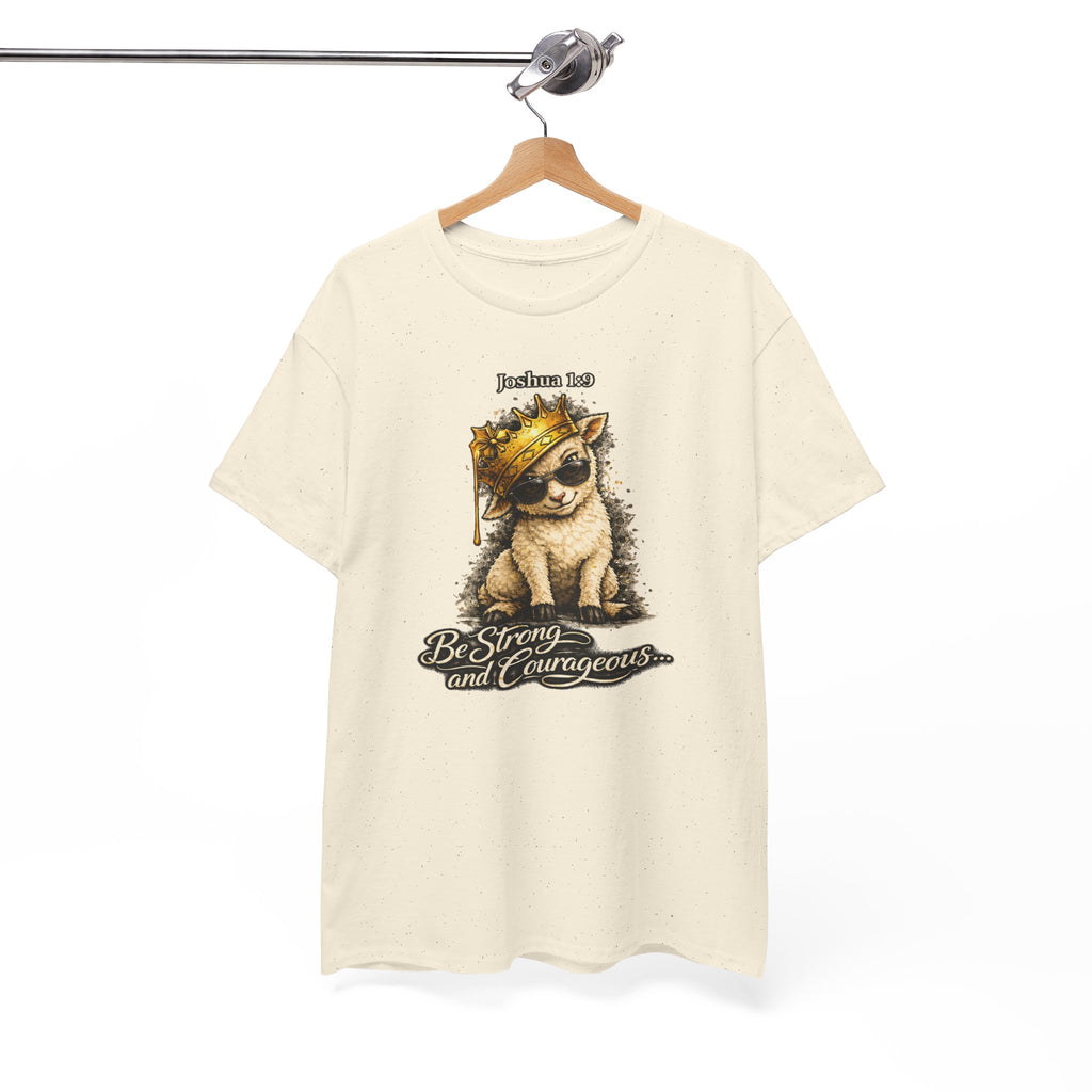 Joshua 1:9 Lion and Lamb Tee — "Be Strong and Courageous / God Is With You" Inspirational Graphic T-Shirt