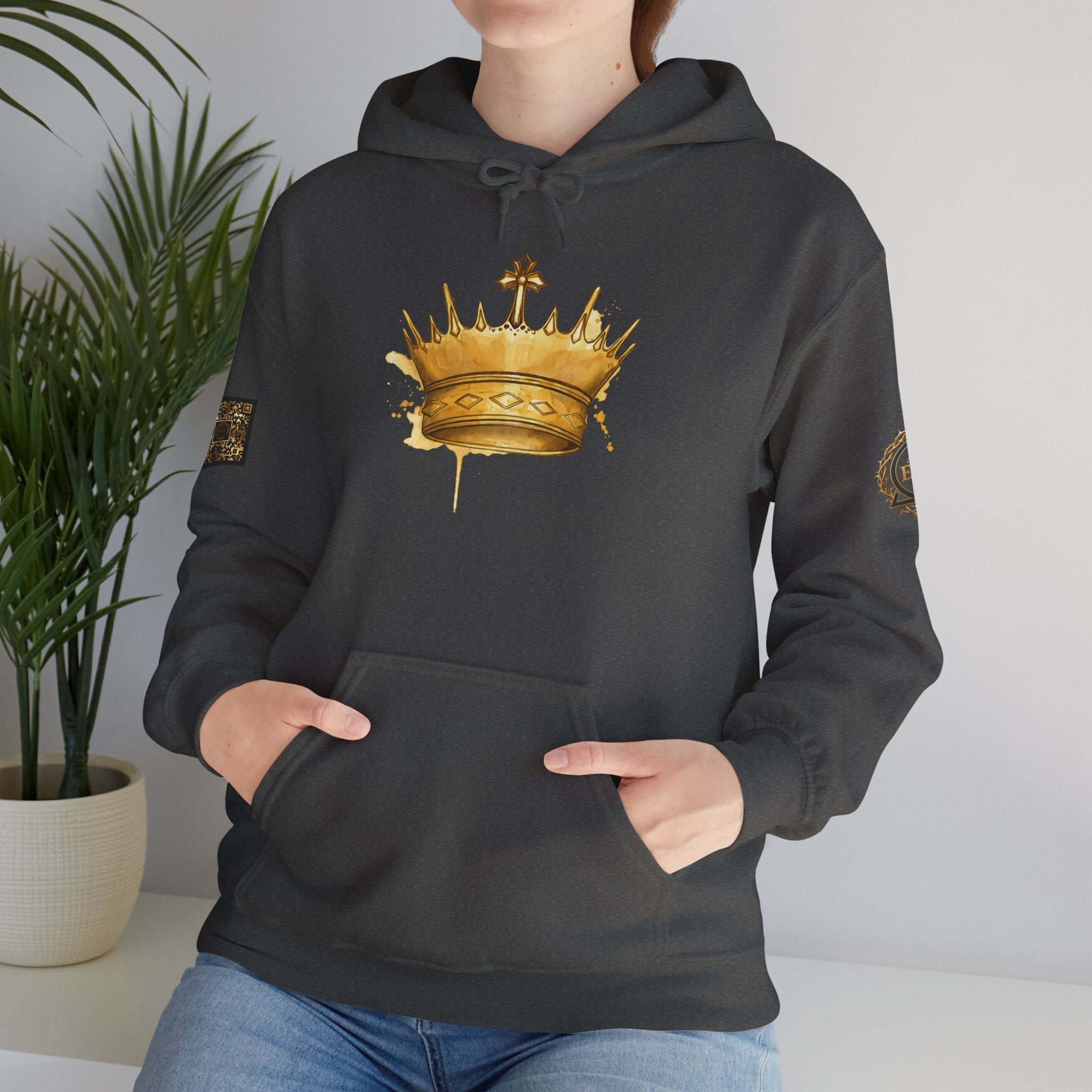 Gold Crown Hoodie — Regal Graphic Pullover for King/Queen Vibe