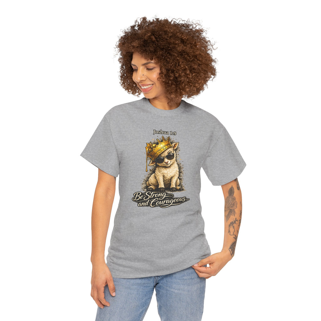 Joshua 1:9 Lion and Lamb Tee — "Be Strong and Courageous / God Is With You" Inspirational Graphic T-Shirt