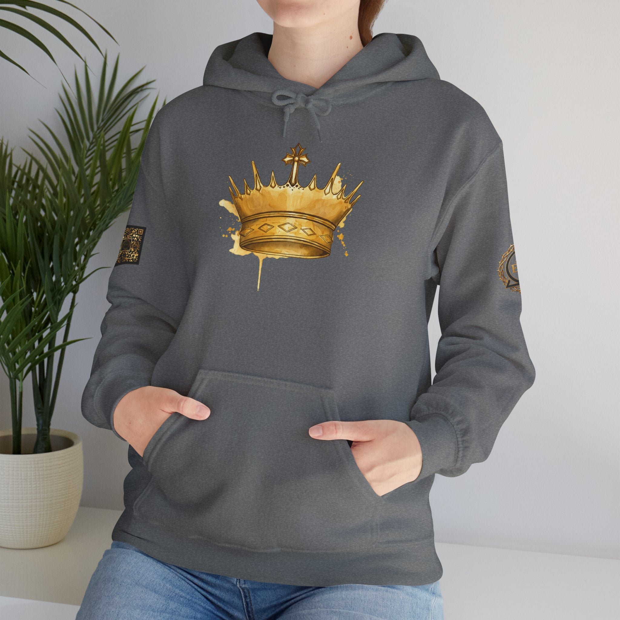 Gold Crown Hoodie — Regal Graphic Pullover for King/Queen Vibe