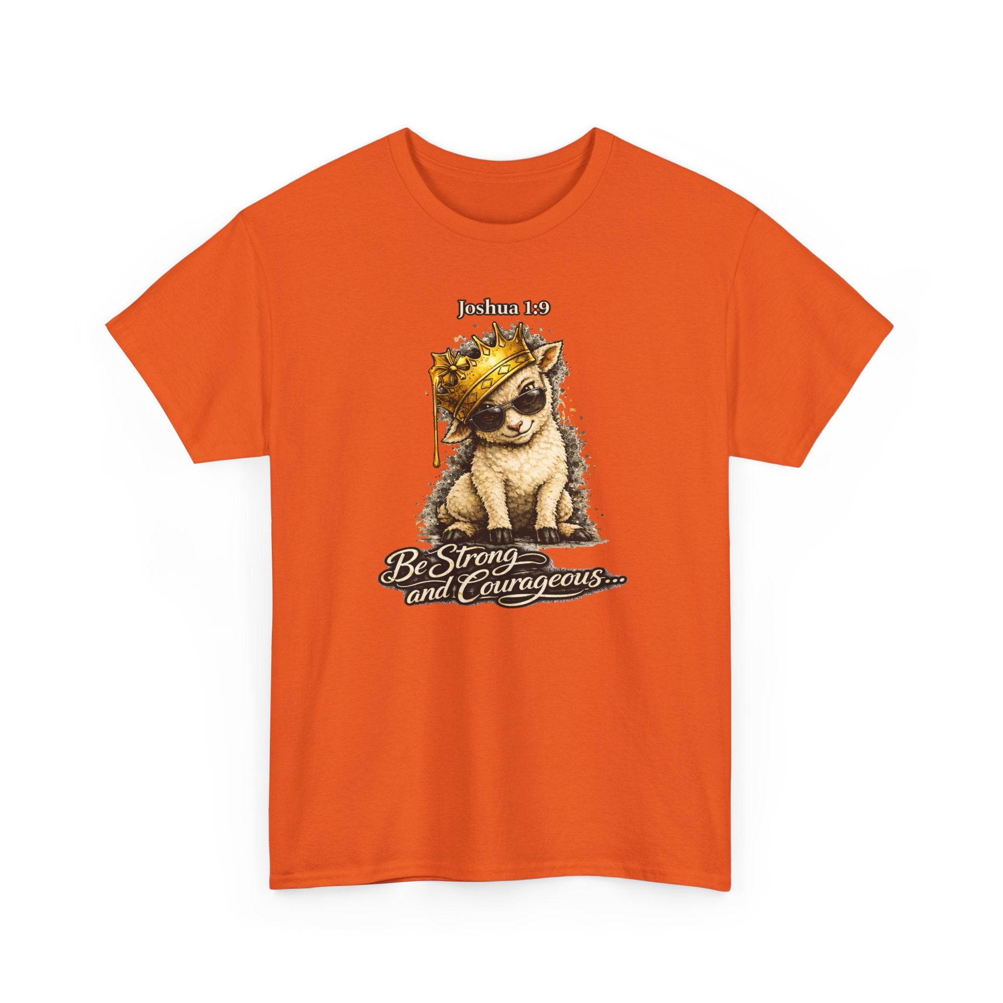 Joshua 1:9 Lion and Lamb Tee — "Be Strong and Courageous / God Is With You" Inspirational Graphic T-Shirt