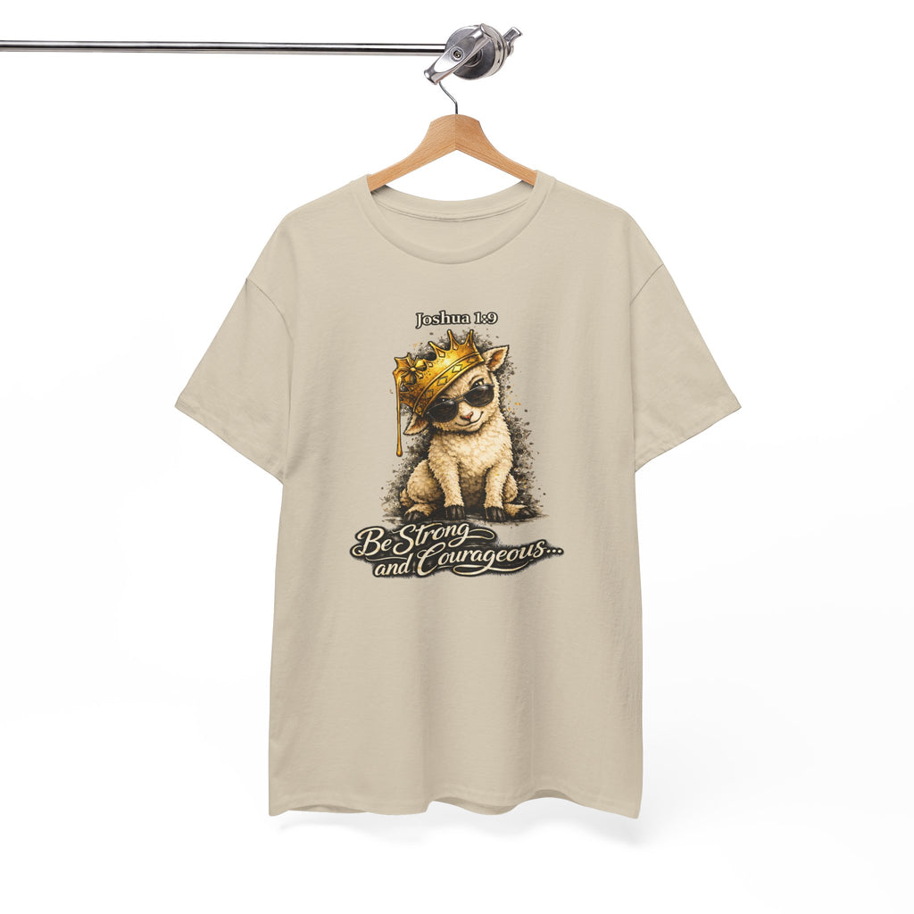Joshua 1:9 Lion and Lamb Tee — "Be Strong and Courageous / God Is With You" Inspirational Graphic T-Shirt