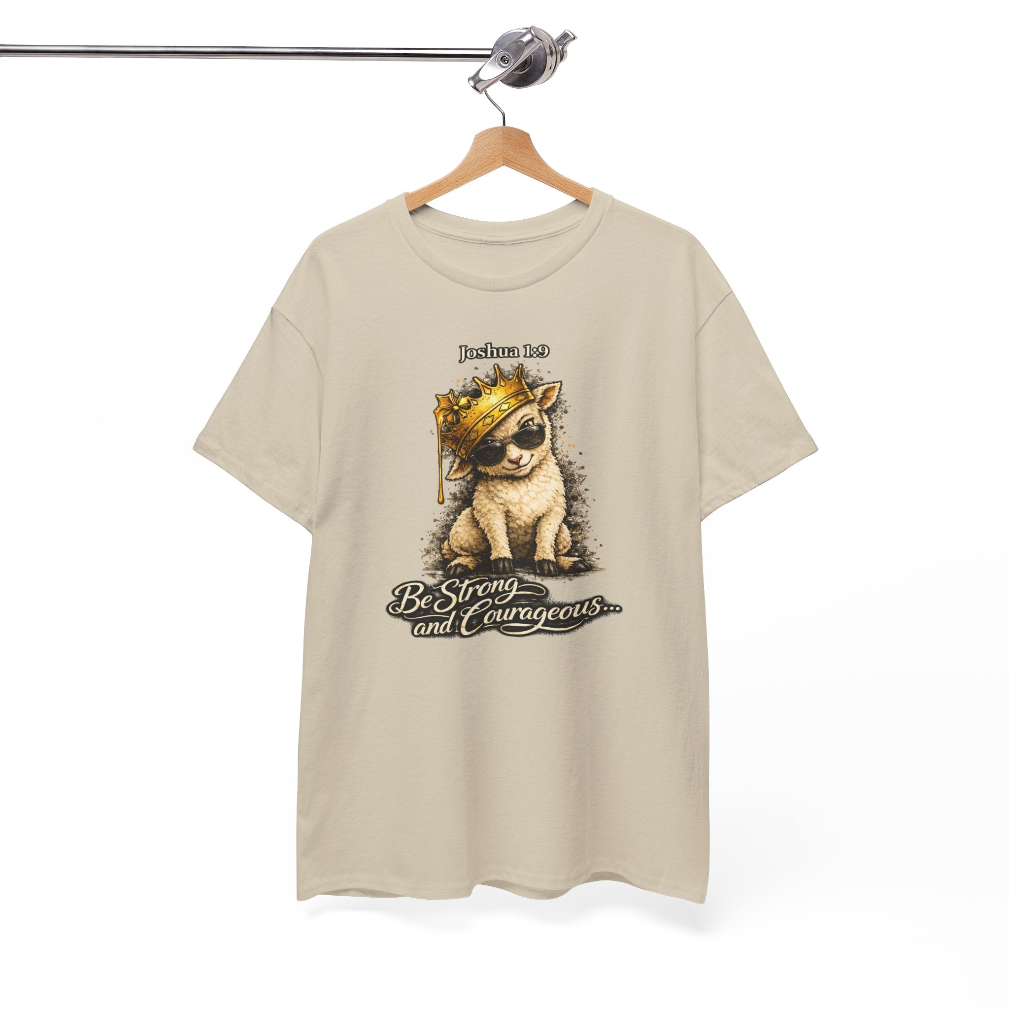 Joshua 1:9 Lion and Lamb Tee — "Be Strong and Courageous / God Is With You" Inspirational Graphic T-Shirt