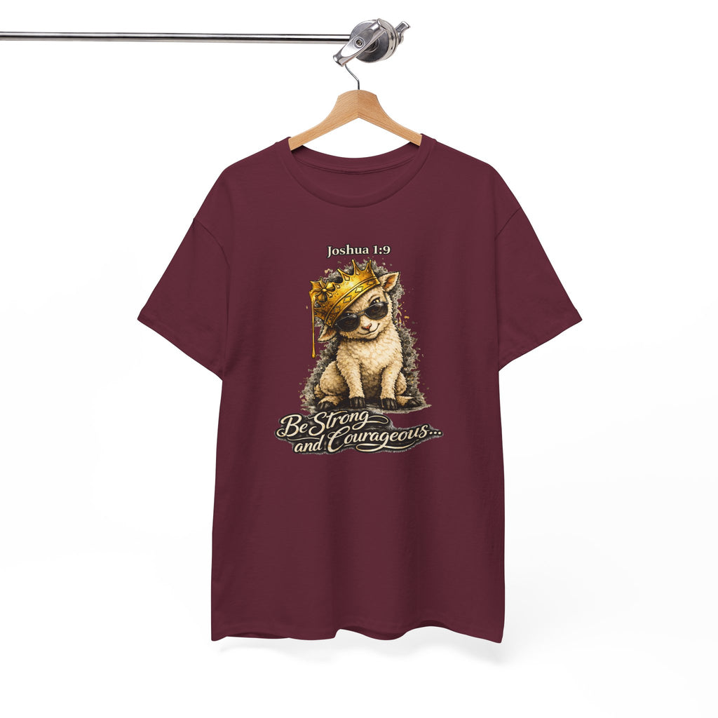 Joshua 1:9 Lion and Lamb Tee — "Be Strong and Courageous / God Is With You" Inspirational Graphic T-Shirt