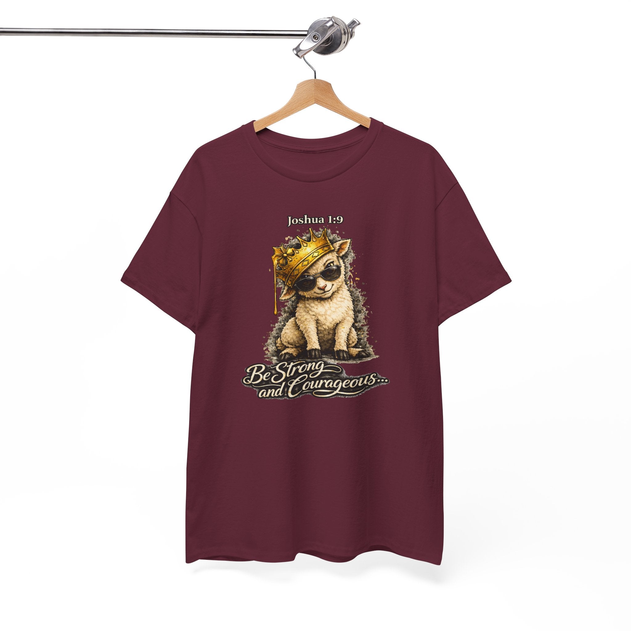 Joshua 1:9 Lion and Lamb Tee — "Be Strong and Courageous / God Is With You" Inspirational Graphic T-Shirt