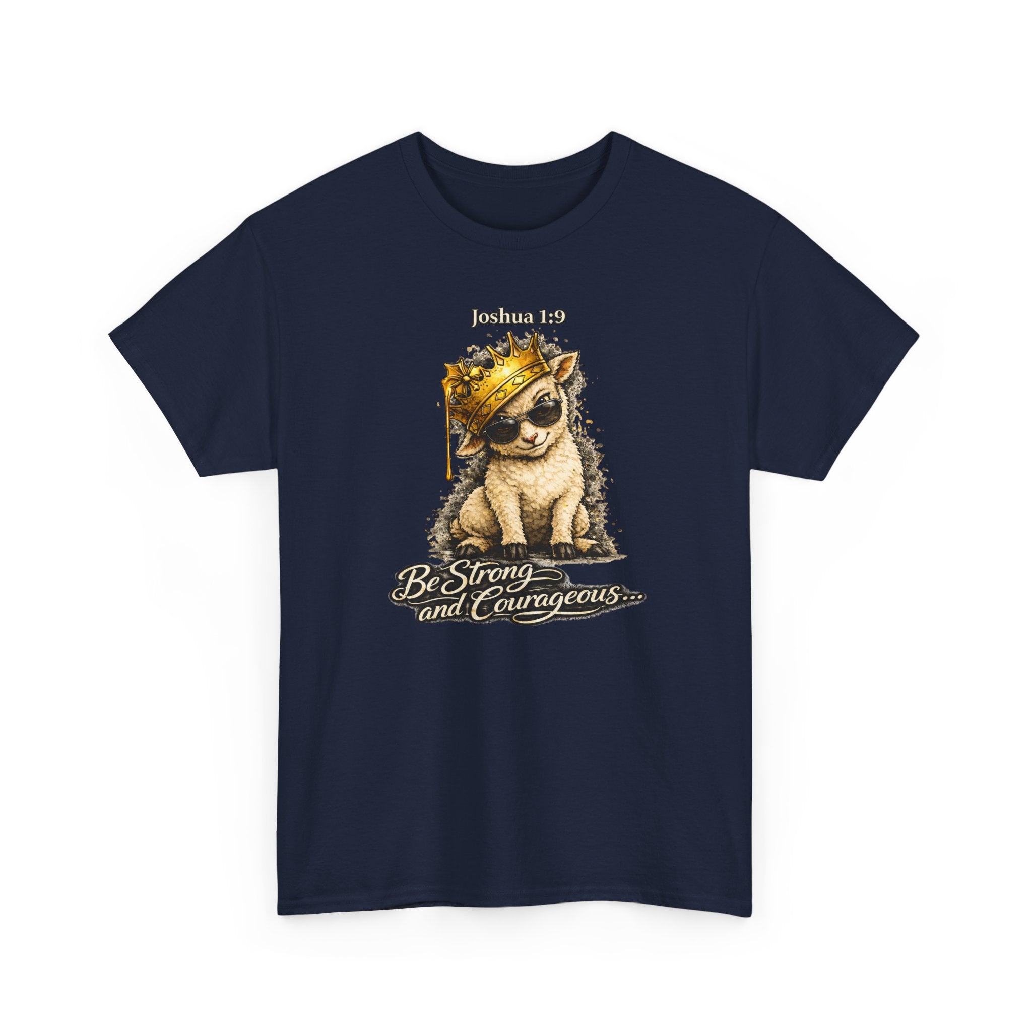 Joshua 1:9 Lion and Lamb Tee — "Be Strong and Courageous / God Is With You" Inspirational Graphic T-Shirt