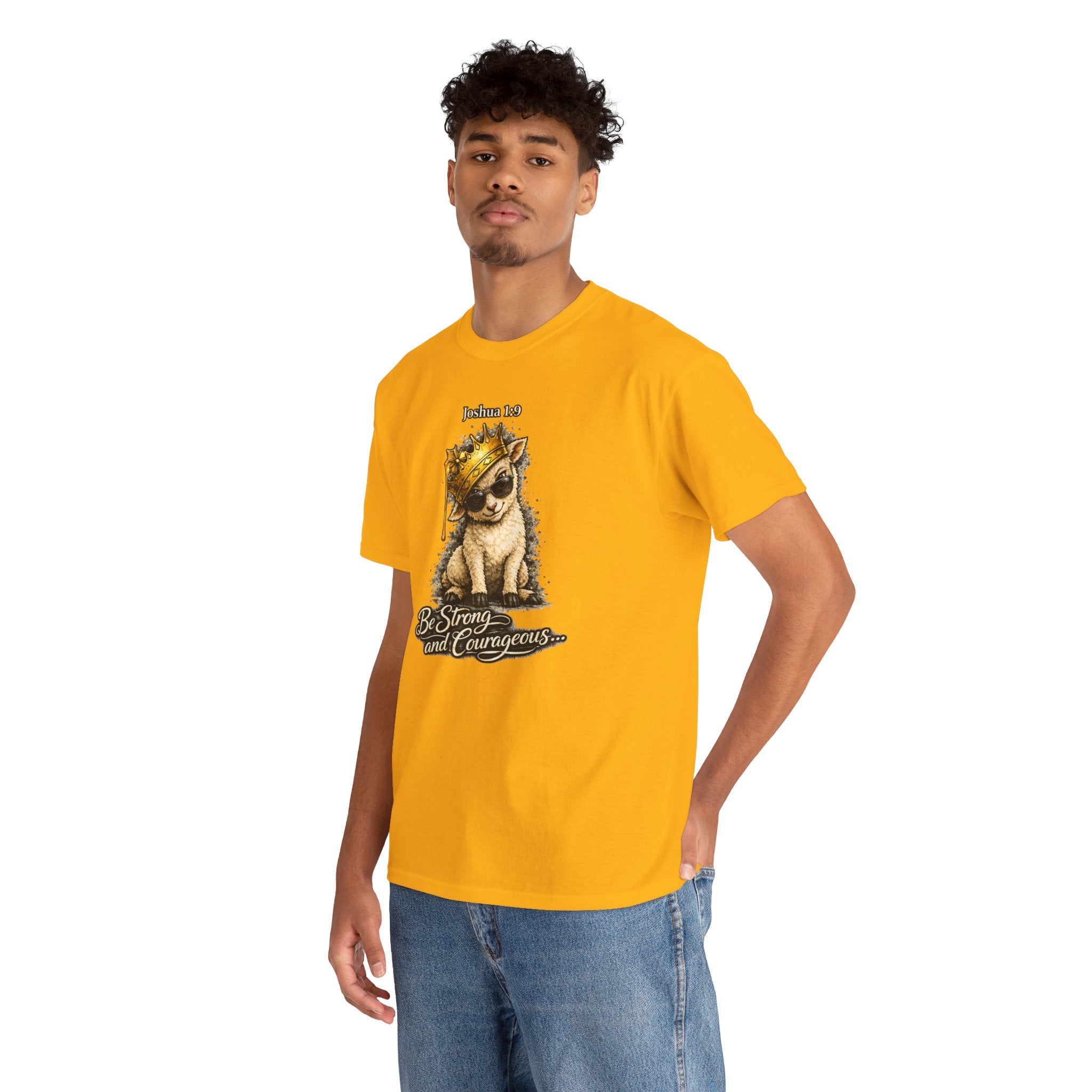 Joshua 1:9 Lion and Lamb Tee — "Be Strong and Courageous / God Is With You" Inspirational Graphic T-Shirt