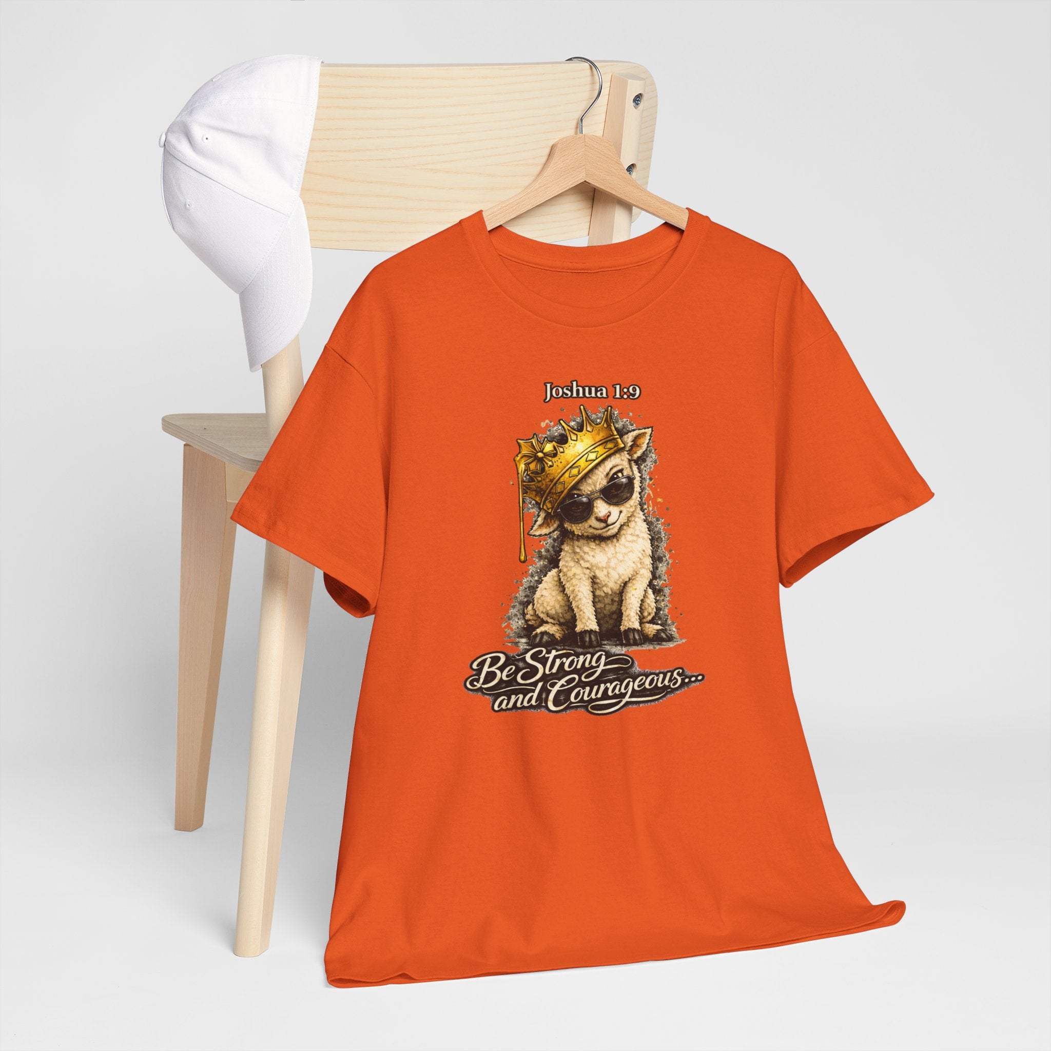 Joshua 1:9 Lion and Lamb Tee — "Be Strong and Courageous / God Is With You" Inspirational Graphic T-Shirt