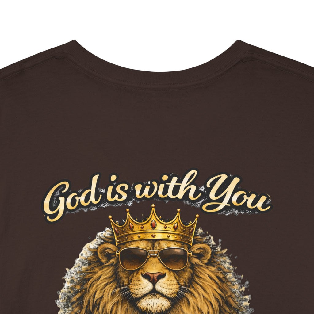 Joshua 1:9 Lion and Lamb Tee — "Be Strong and Courageous / God Is With You" Inspirational Graphic T-Shirt