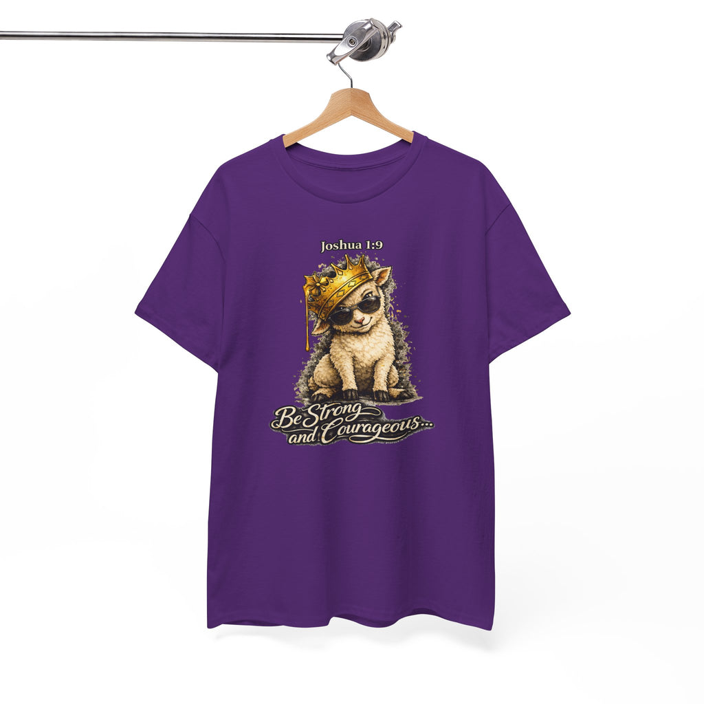 Joshua 1:9 Lion and Lamb Tee — "Be Strong and Courageous / God Is With You" Inspirational Graphic T-Shirt